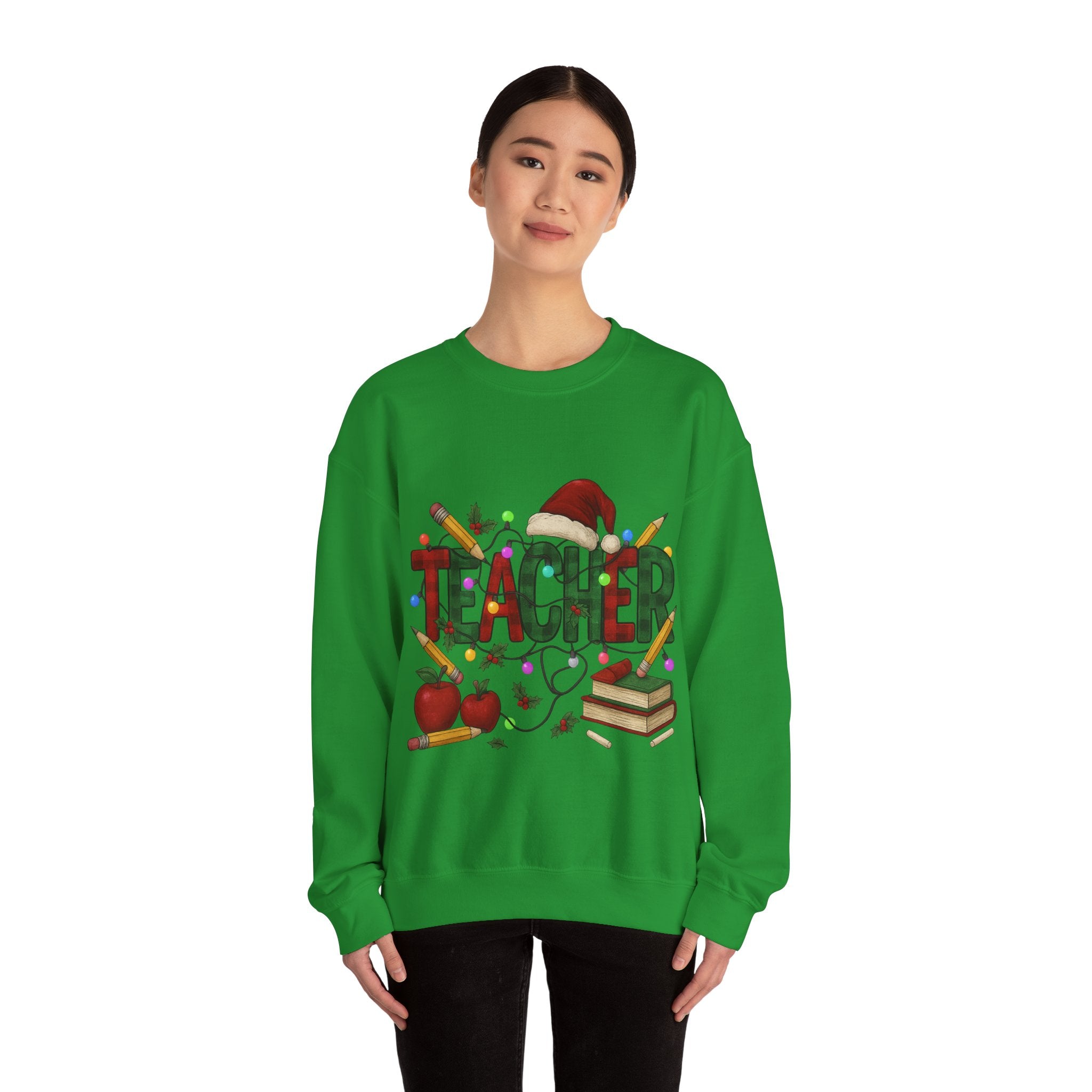 Festive Teacher Sweatshirt: Cozy Gift for Educators, Holiday Apparel, Classroom Style, Warm Winter Wear, Teacher Appreciation