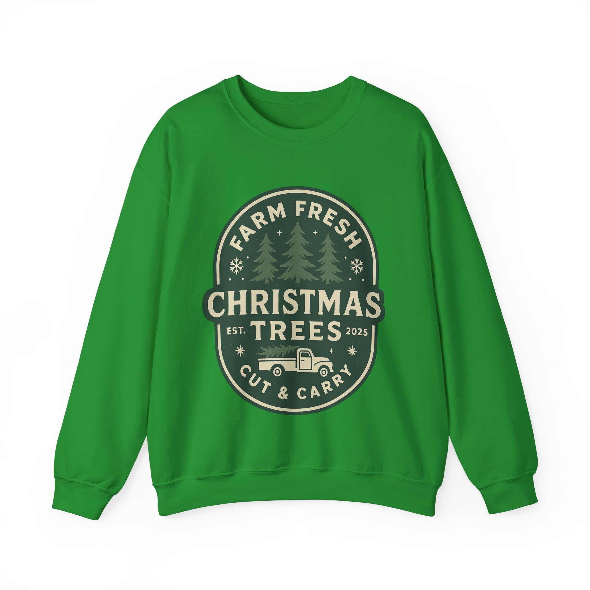 Farm Fresh Christmas Trees Sweatshirt, Cozy Holiday Apparel, Unisex Crewneck, Seasonal Gift, Christmas Sweater, Winter Wardrobe