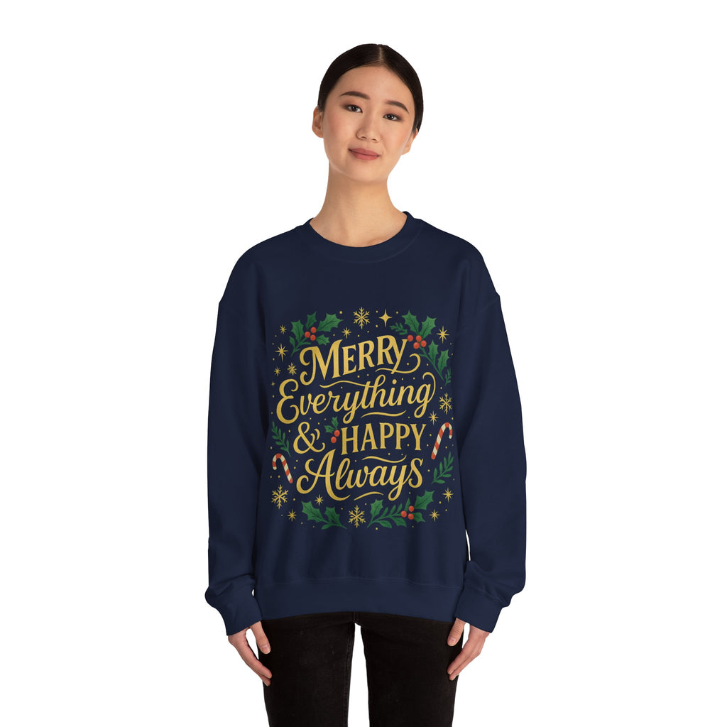 Merry Everything Crewneck Sweatshirt, Christmas Gift, Holiday Apparel, Unisex Sweater, Cozy Winter Wear