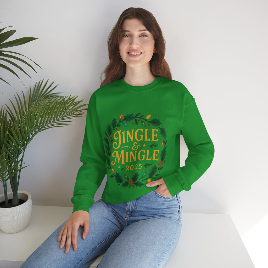 Jingle & Mingle Crewneck Sweatshirt - Cozy Holiday Apparel, Unisex Christmas Gift, Winter Fashion, Festive Sweater, Seasonal Style