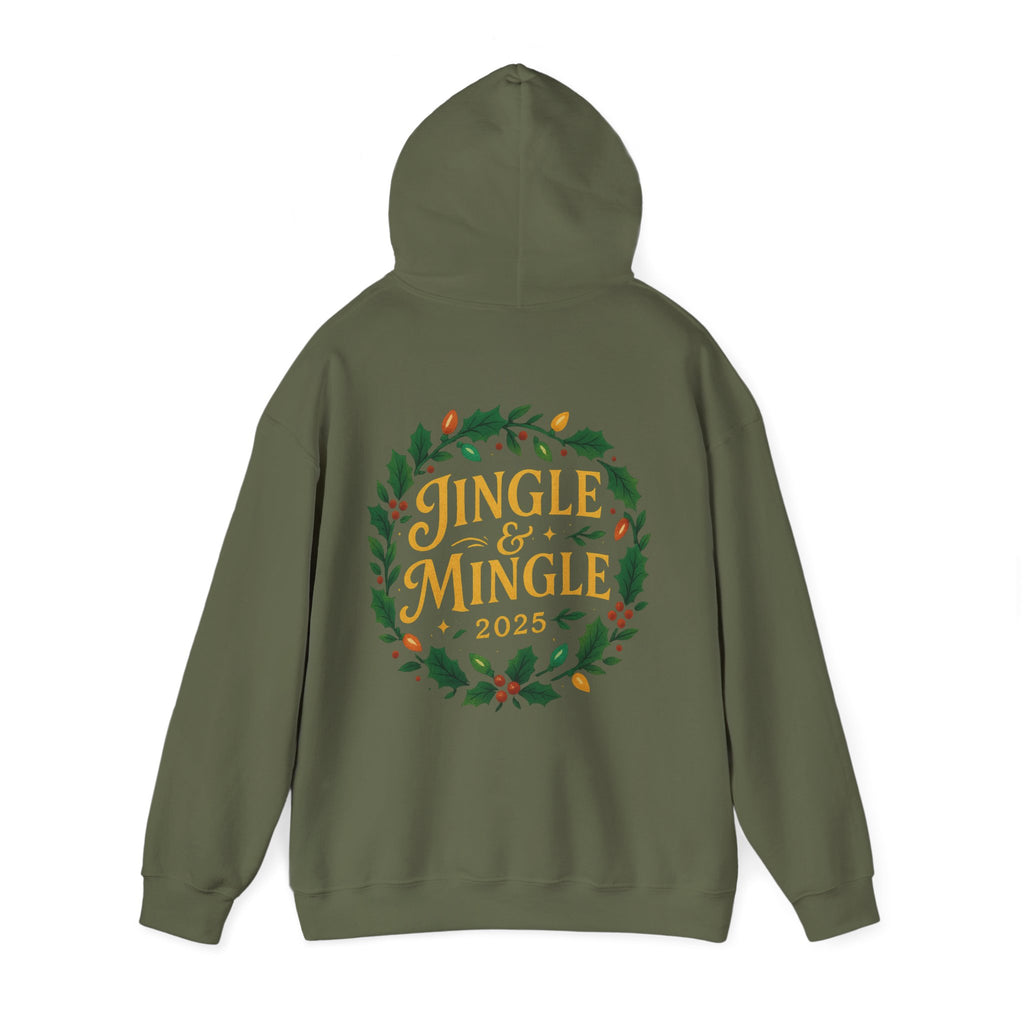 Jingle & Mingle Hooded Sweatshirt | Cozy Holiday Sweatshirt, Christmas Gift, Unisex Hoodie, Seasonal Apparel, Winter Wear