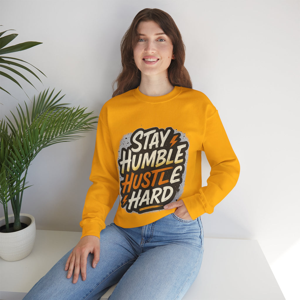 Stay Humble Hustle Hard Crewneck Sweatshirt | Motivational Unisex Sweatshirt | Inspirational Gift | Positive Quote Apparel