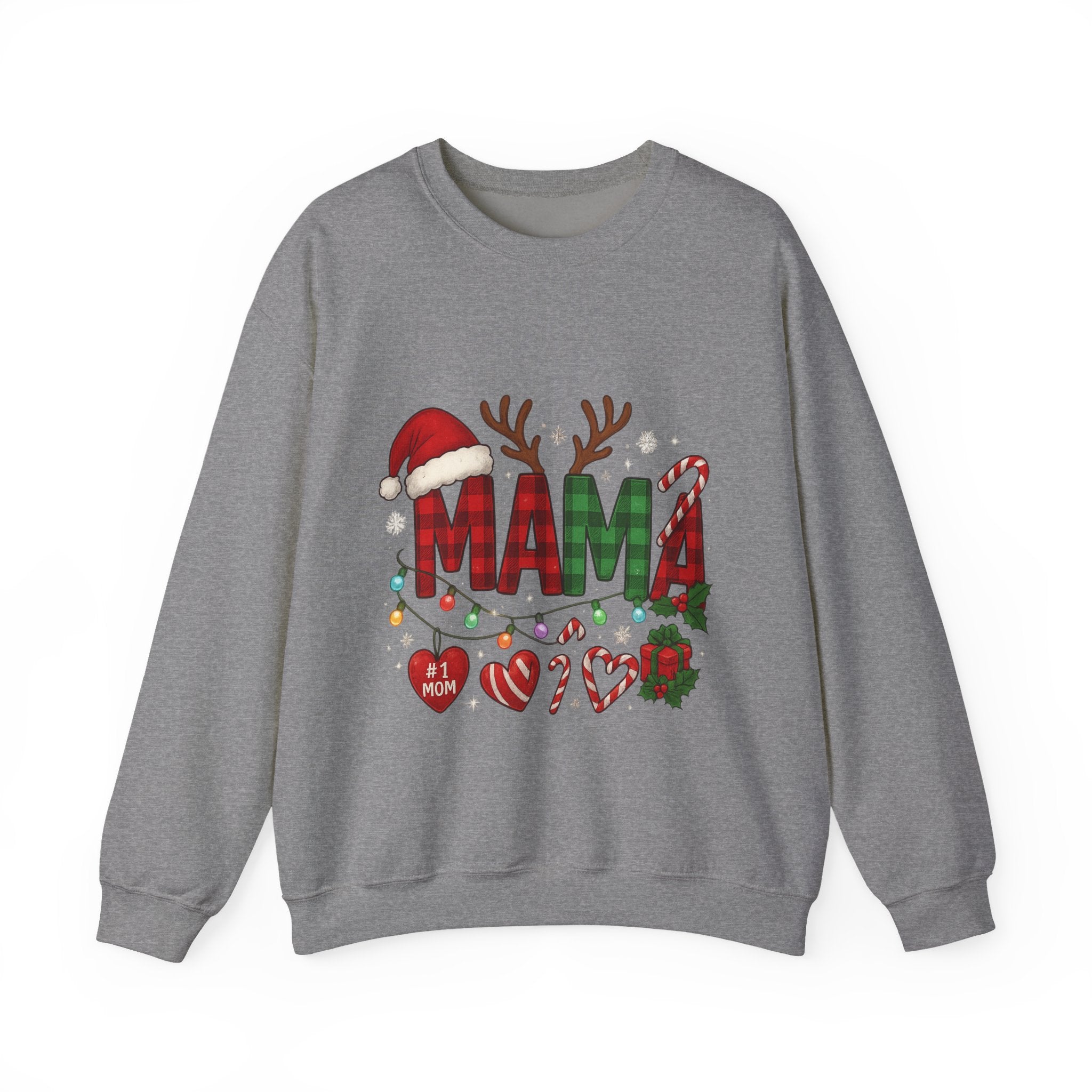 Festive Mama Crewneck Sweatshirt, Christmas Gift for Mom, Holiday Apparel, Merry Mama Sweater, Cozy Family Wear