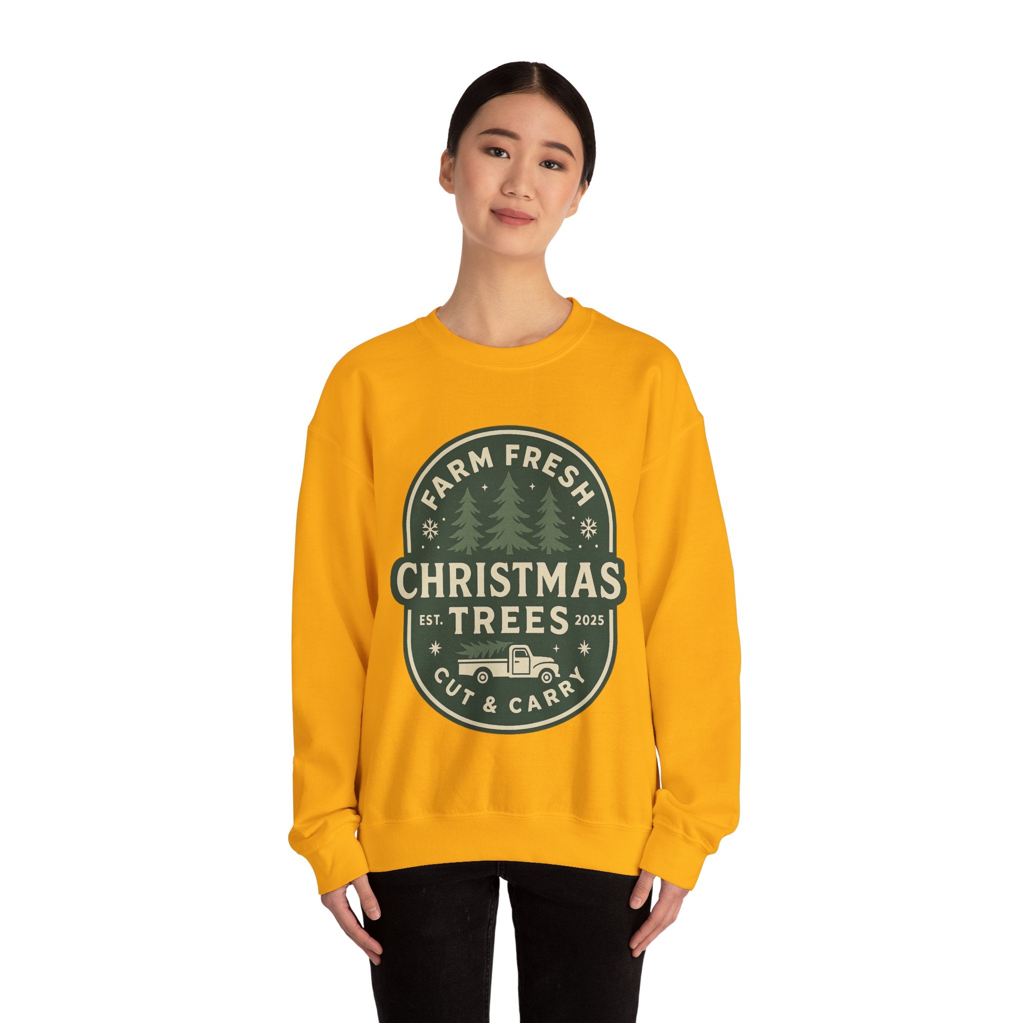 Farm Fresh Christmas Trees Sweatshirt, Cozy Holiday Apparel, Unisex Crewneck, Seasonal Gift, Christmas Sweater, Winter Wardrobe
