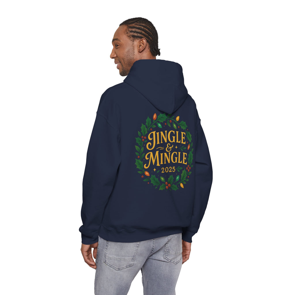 Jingle & Mingle Hooded Sweatshirt | Cozy Holiday Sweatshirt, Christmas Gift, Unisex Hoodie, Seasonal Apparel, Winter Wear