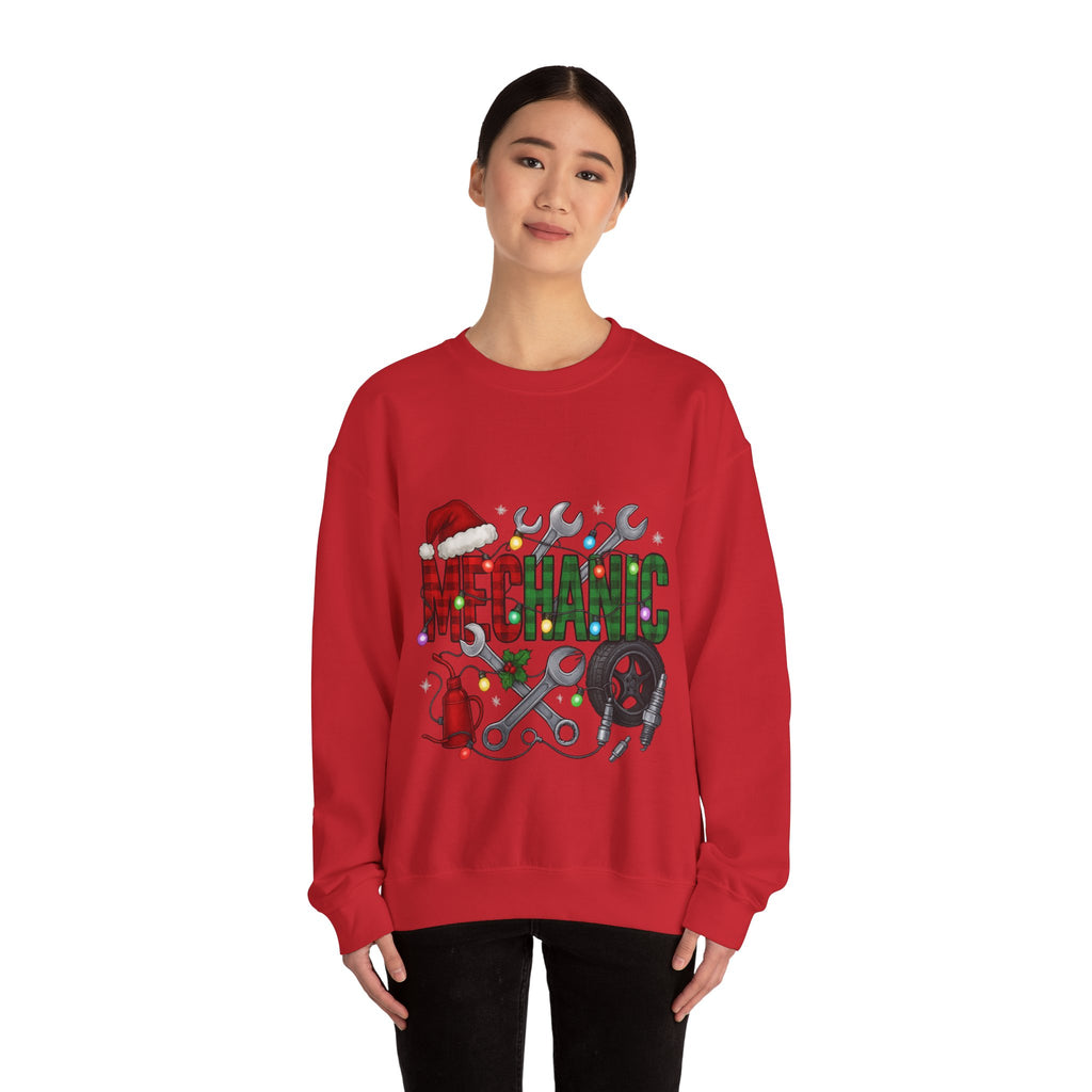 Mechanic Holiday Sweatshirt, Festive Crewneck, Gift for Mechanics, Winter Apparel, Christmas Sweatshirt, Unisex Clothing