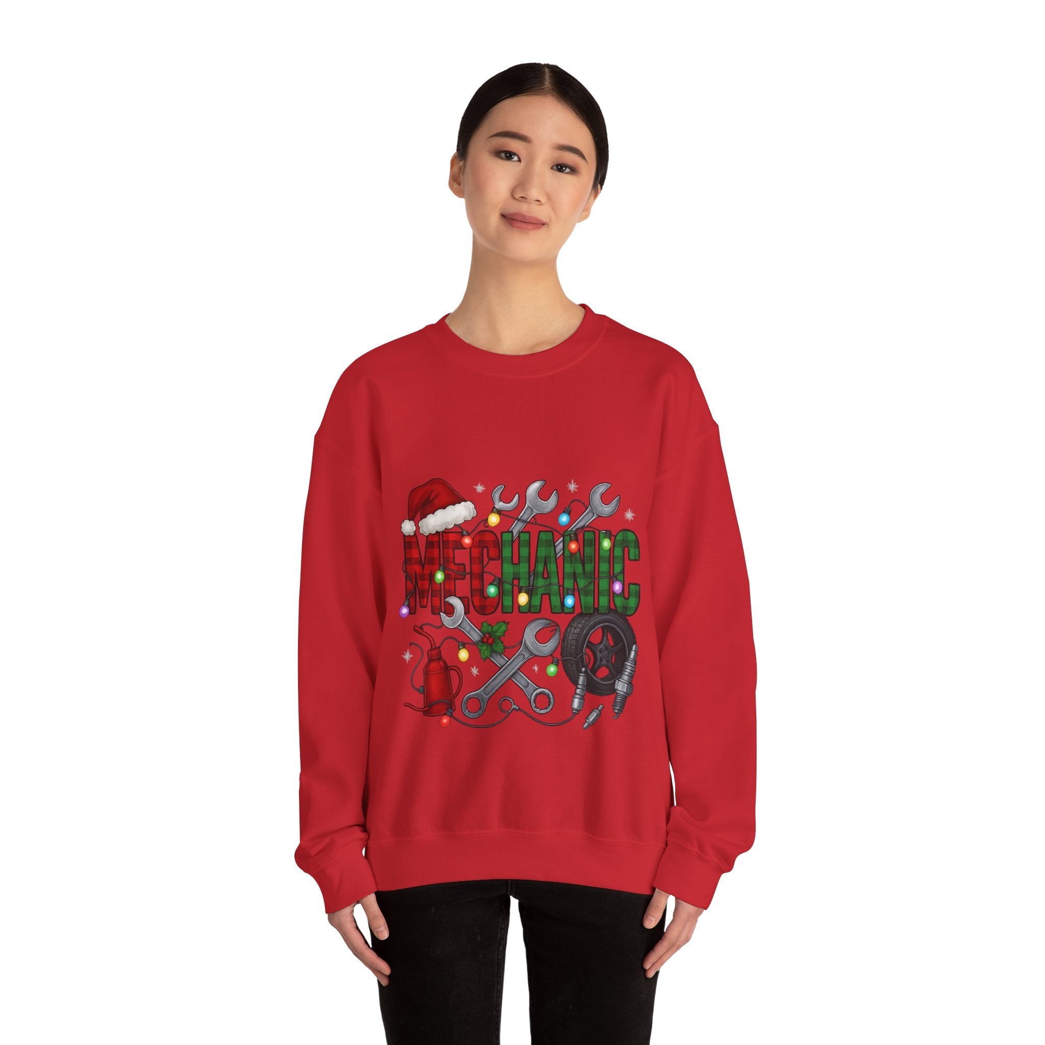 Mechanic Holiday Sweatshirt, Festive Crewneck, Gift for Mechanics, Winter Apparel, Christmas Sweatshirt, Unisex Clothing