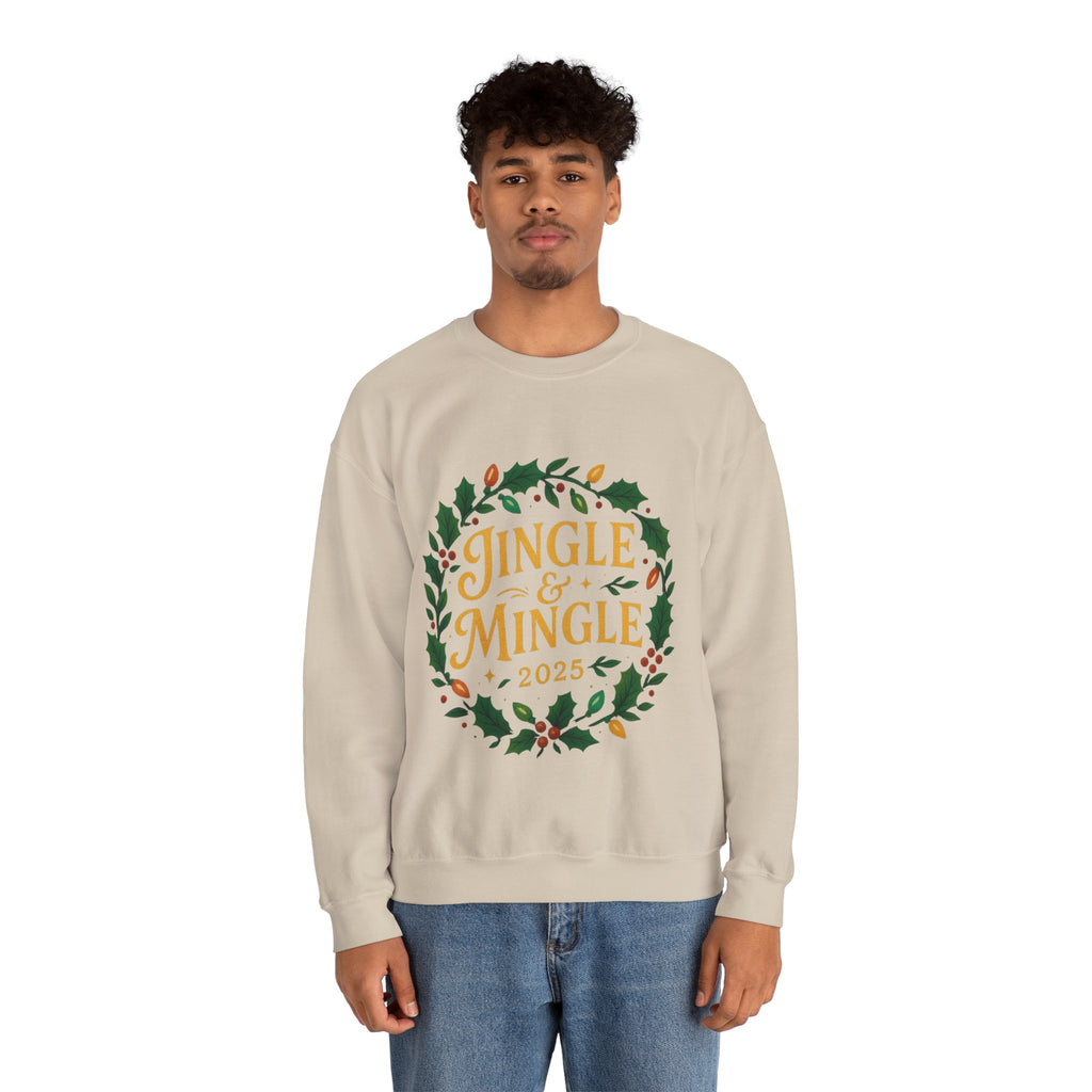 Jingle & Mingle Crewneck Sweatshirt - Cozy Holiday Apparel, Unisex Christmas Gift, Winter Fashion, Festive Sweater, Seasonal Style