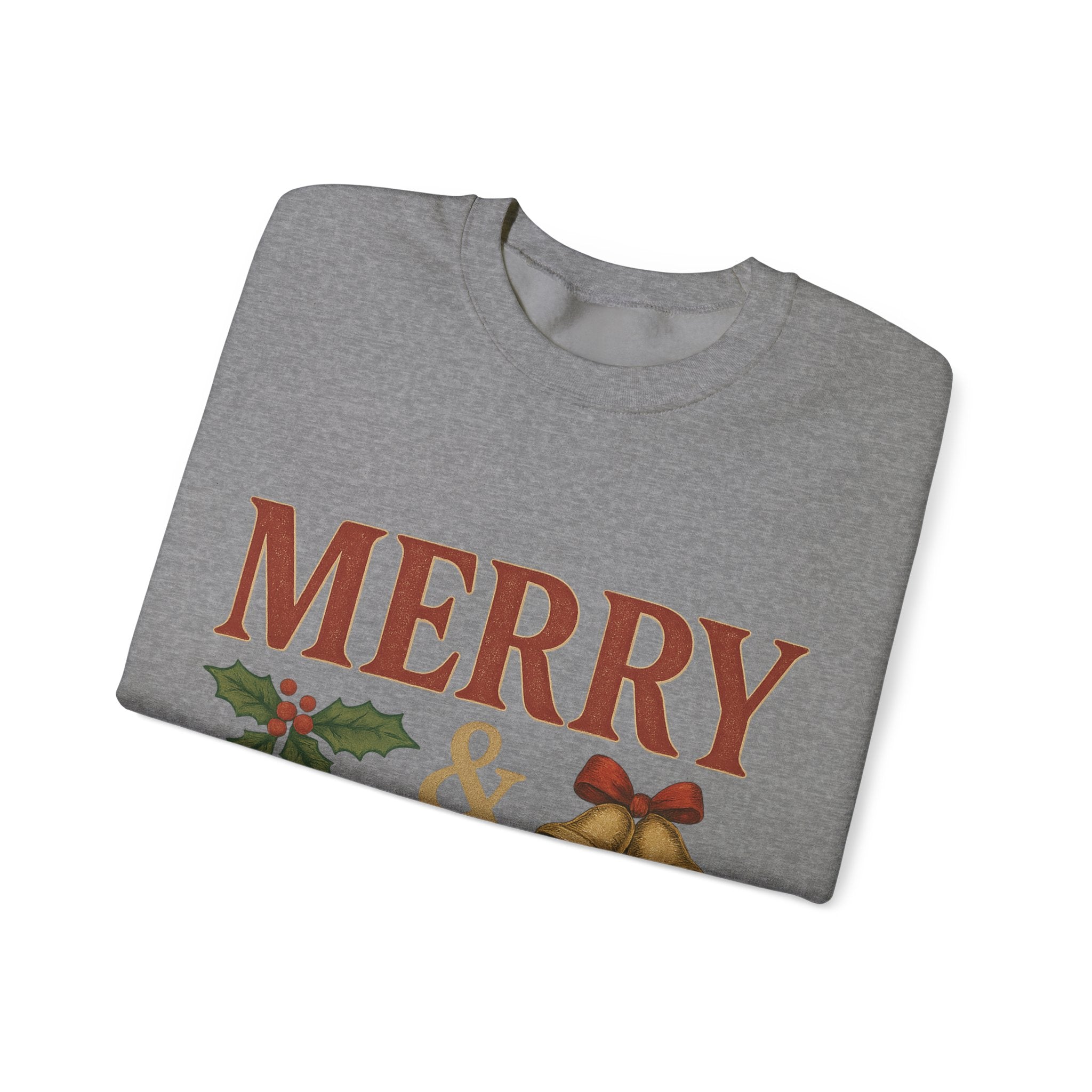 Merry & Bright Crewneck Sweatshirt – Cozy Holiday Pullover, Unisex Christmas Sweater, Warm Winter Gift for Friends & Family