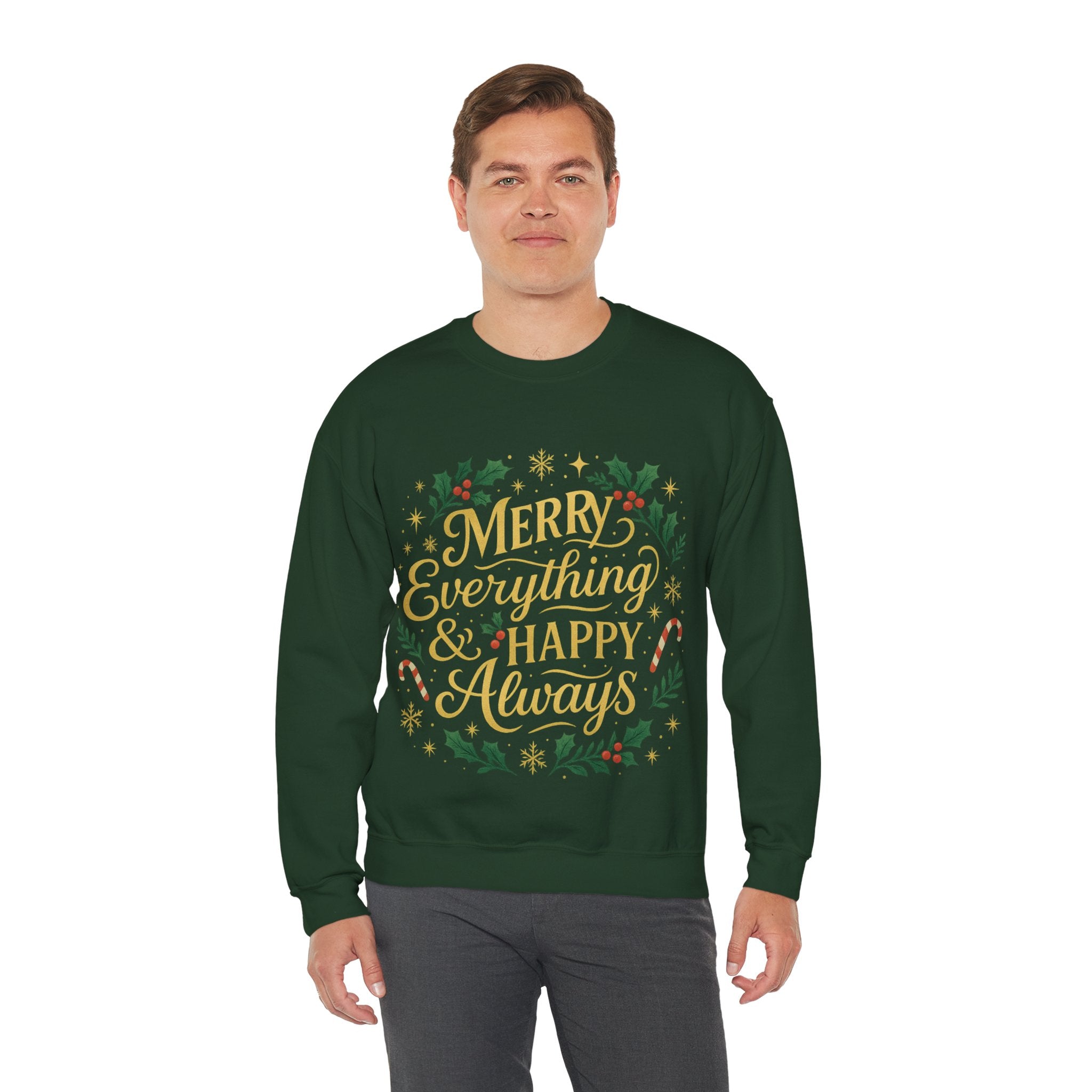 Merry Everything Crewneck Sweatshirt, Christmas Gift, Holiday Apparel, Unisex Sweater, Cozy Winter Wear