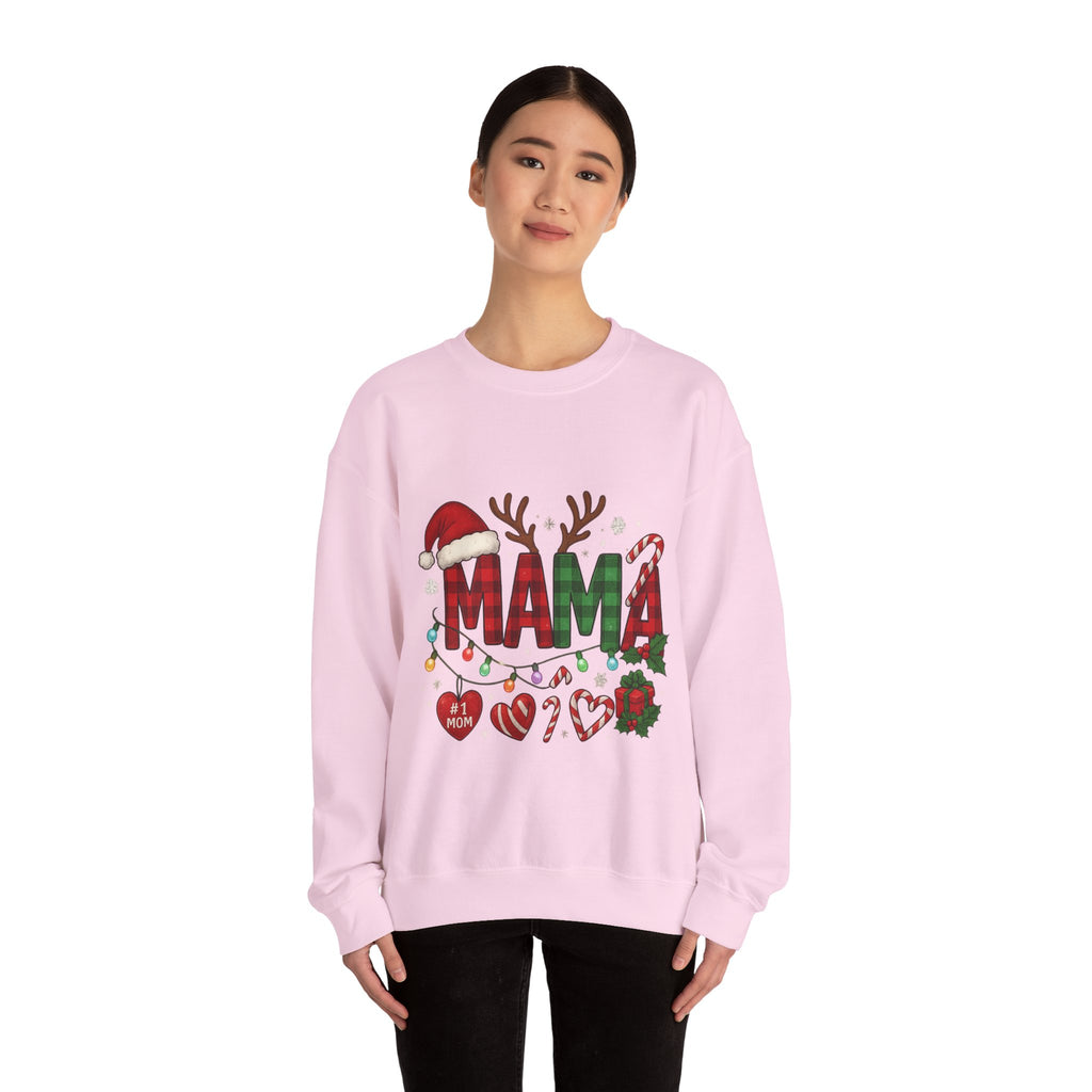 Festive Mama Crewneck Sweatshirt, Christmas Gift for Mom, Holiday Apparel, Merry Mama Sweater, Cozy Family Wear