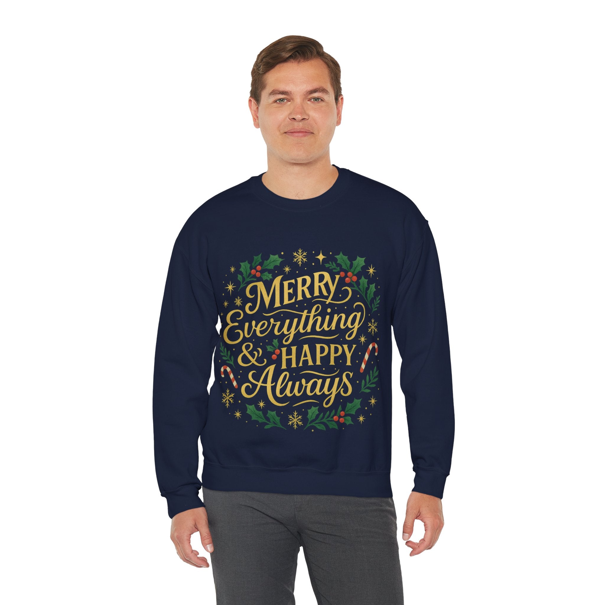 Merry Everything Crewneck Sweatshirt, Christmas Gift, Holiday Apparel, Unisex Sweater, Cozy Winter Wear