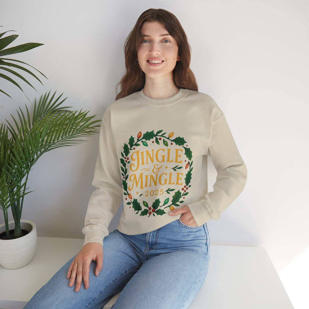 Jingle & Mingle Crewneck Sweatshirt - Cozy Holiday Apparel, Unisex Christmas Gift, Winter Fashion, Festive Sweater, Seasonal Style