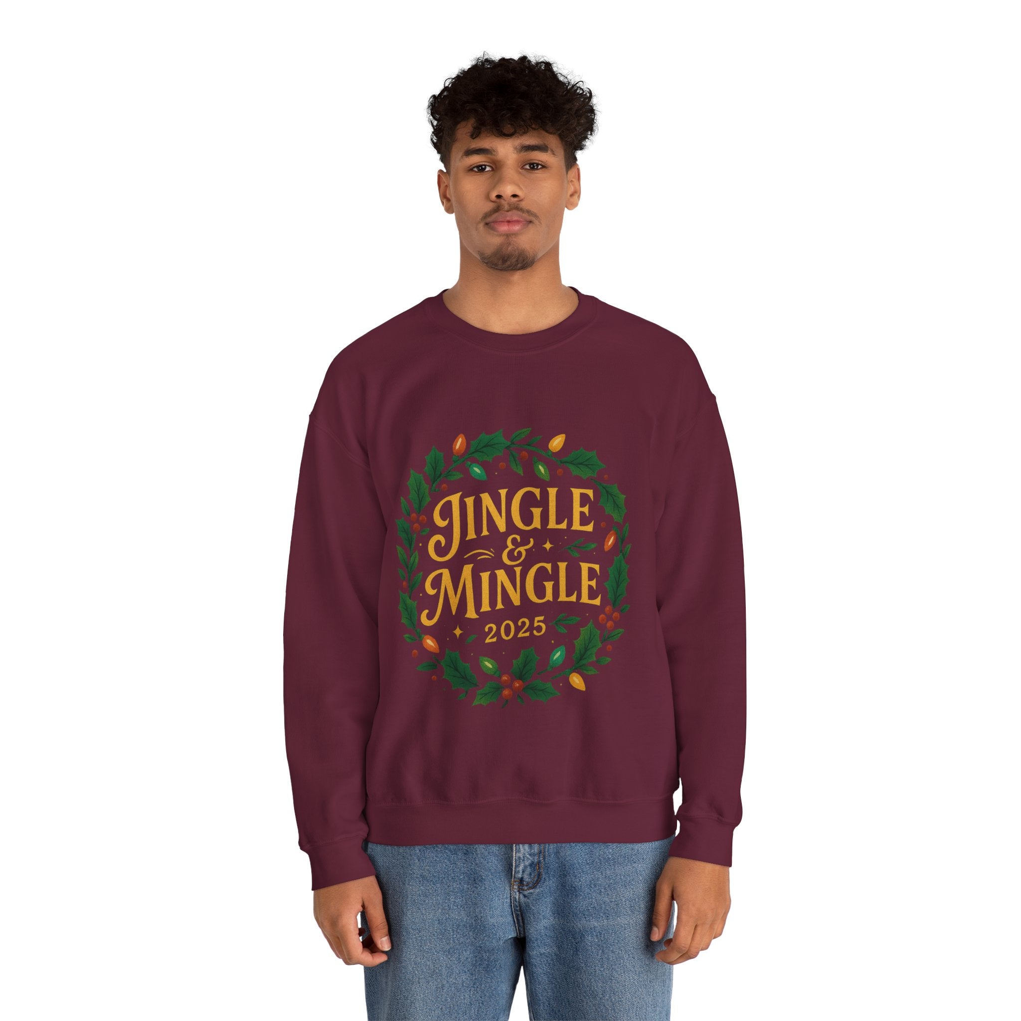Jingle & Mingle Crewneck Sweatshirt - Cozy Holiday Apparel, Unisex Christmas Gift, Winter Fashion, Festive Sweater, Seasonal Style