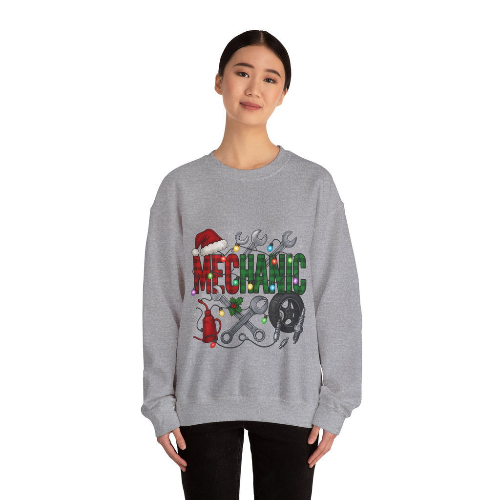 Mechanic Holiday Sweatshirt, Festive Crewneck, Gift for Mechanics, Winter Apparel, Christmas Sweatshirt, Unisex Clothing