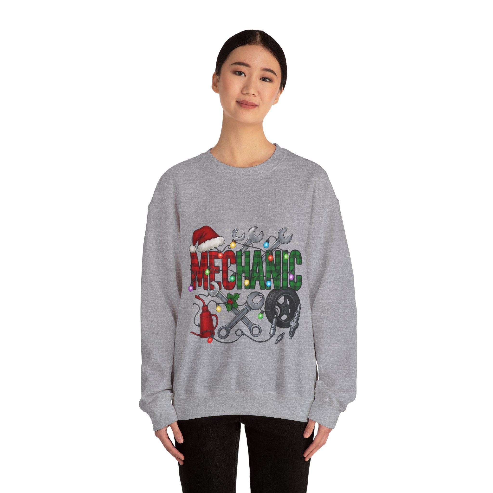 Mechanic Holiday Sweatshirt, Festive Crewneck, Gift for Mechanics, Winter Apparel, Christmas Sweatshirt, Unisex Clothing