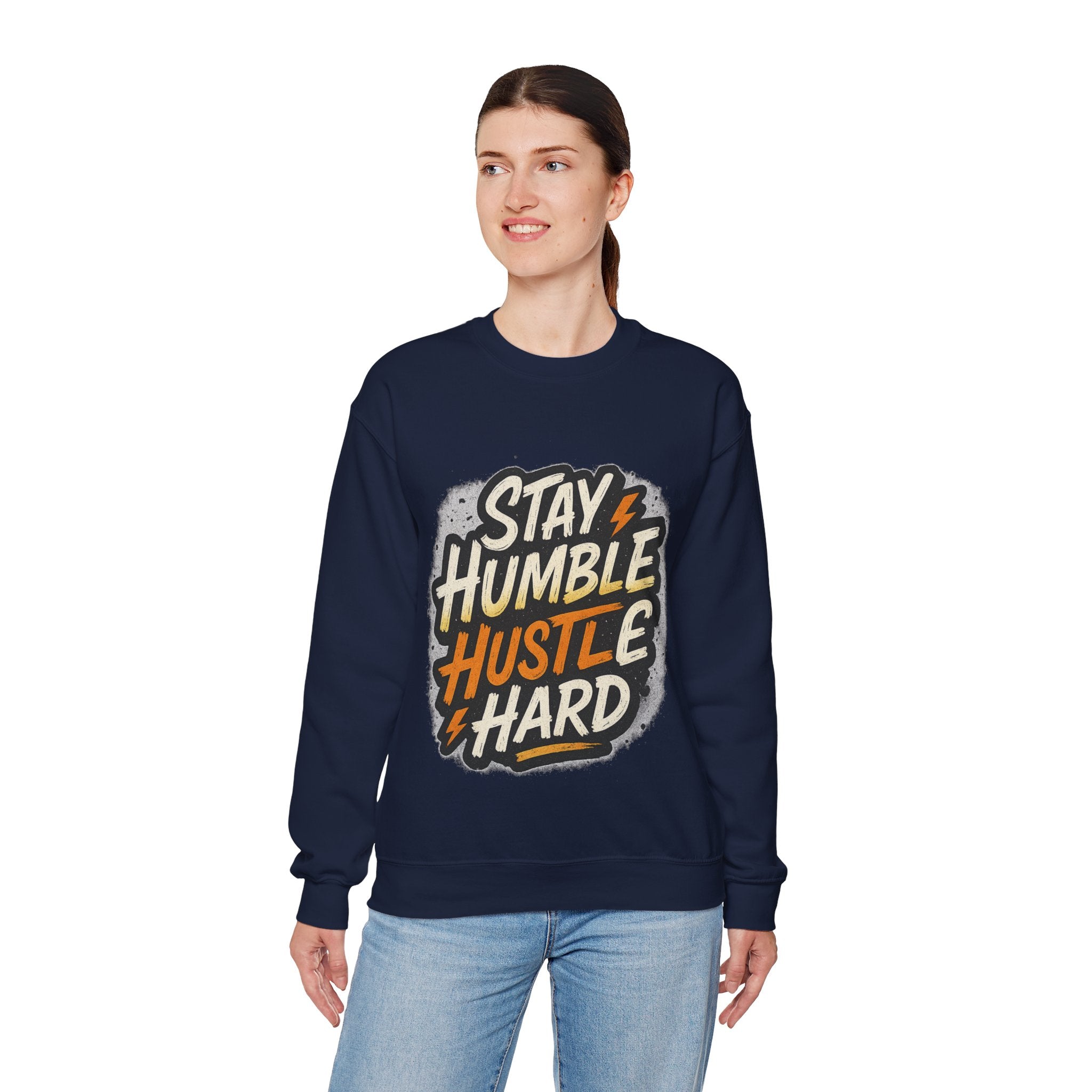 Stay Humble Hustle Hard Crewneck Sweatshirt | Motivational Unisex Sweatshirt | Inspirational Gift | Positive Quote Apparel