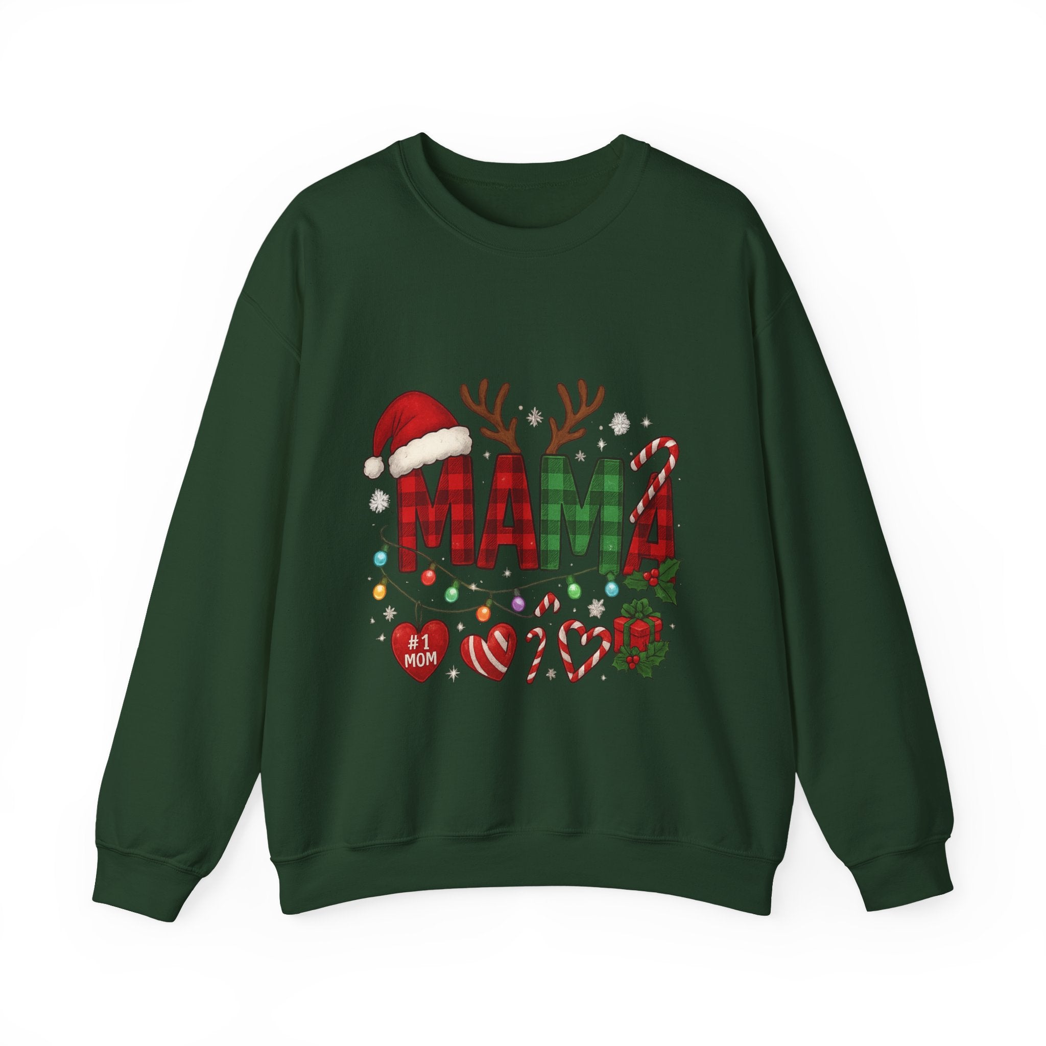 Festive Mama Crewneck Sweatshirt, Christmas Gift for Mom, Holiday Apparel, Merry Mama Sweater, Cozy Family Wear
