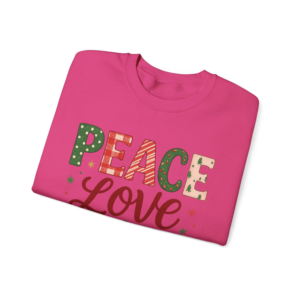 Peace, Love & Joy Christmas Sweatshirt – Festive Unisex Crewneck, Cozy Holiday Pullover, Positive Vibes Gift for Friends & Family