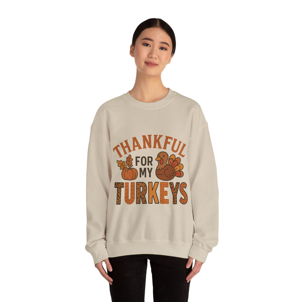 Thankful for My Turkeys Sweatshirt, Cozy Autumn Crewneck, Thanksgiving Apparel, Fall Fashion, Family Gathering Outfits