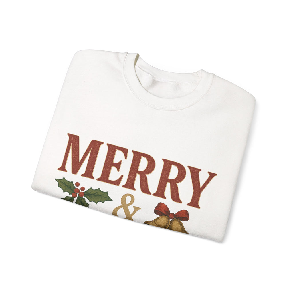Merry & Bright Crewneck Sweatshirt – Cozy Holiday Pullover, Unisex Christmas Sweater, Warm Winter Gift for Friends & Family