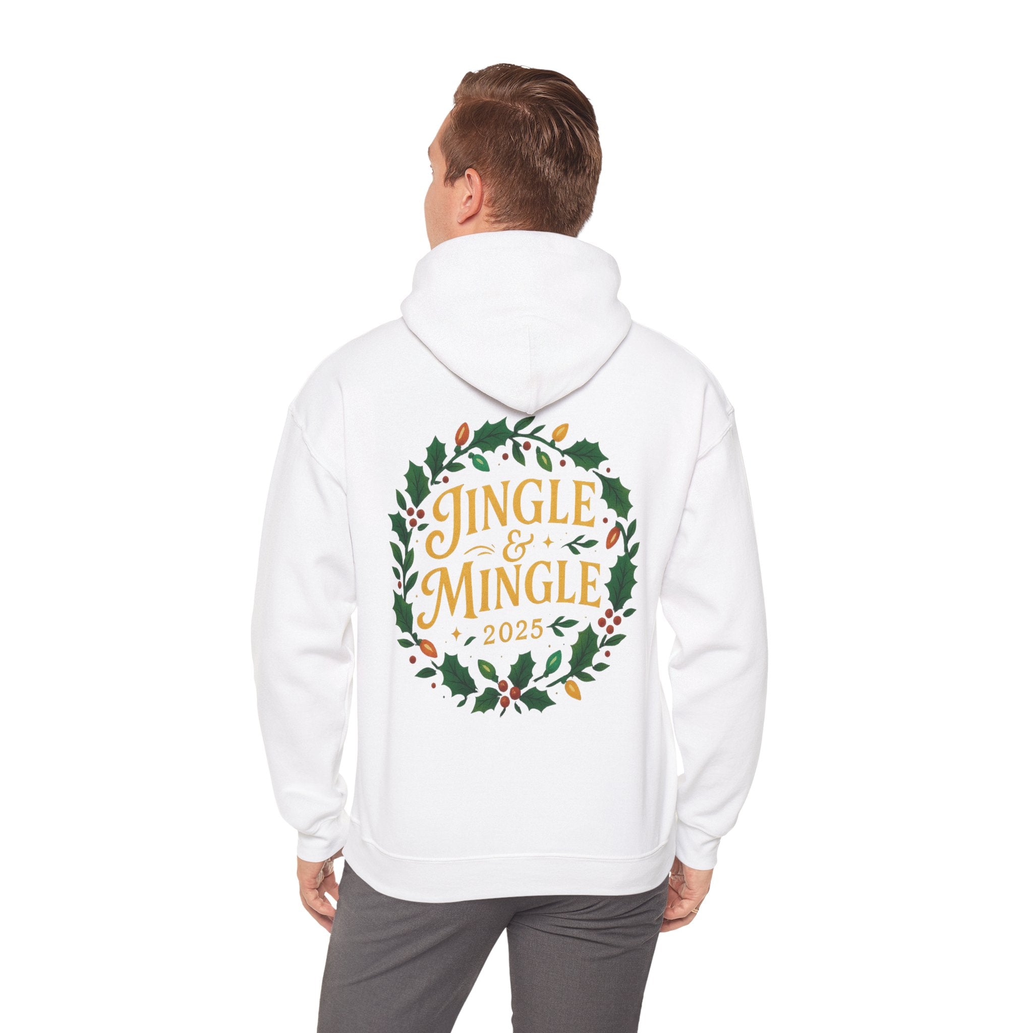 Jingle & Mingle Hooded Sweatshirt | Cozy Holiday Sweatshirt, Christmas Gift, Unisex Hoodie, Seasonal Apparel, Winter Wear