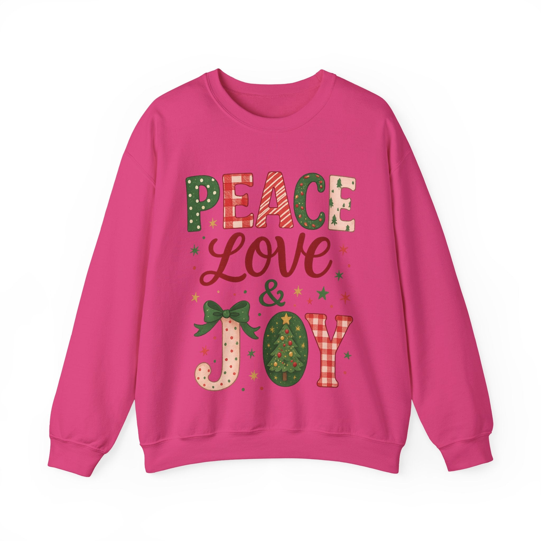Peace, Love & Joy Christmas Sweatshirt – Festive Unisex Crewneck, Cozy Holiday Pullover, Positive Vibes Gift for Friends & Family
