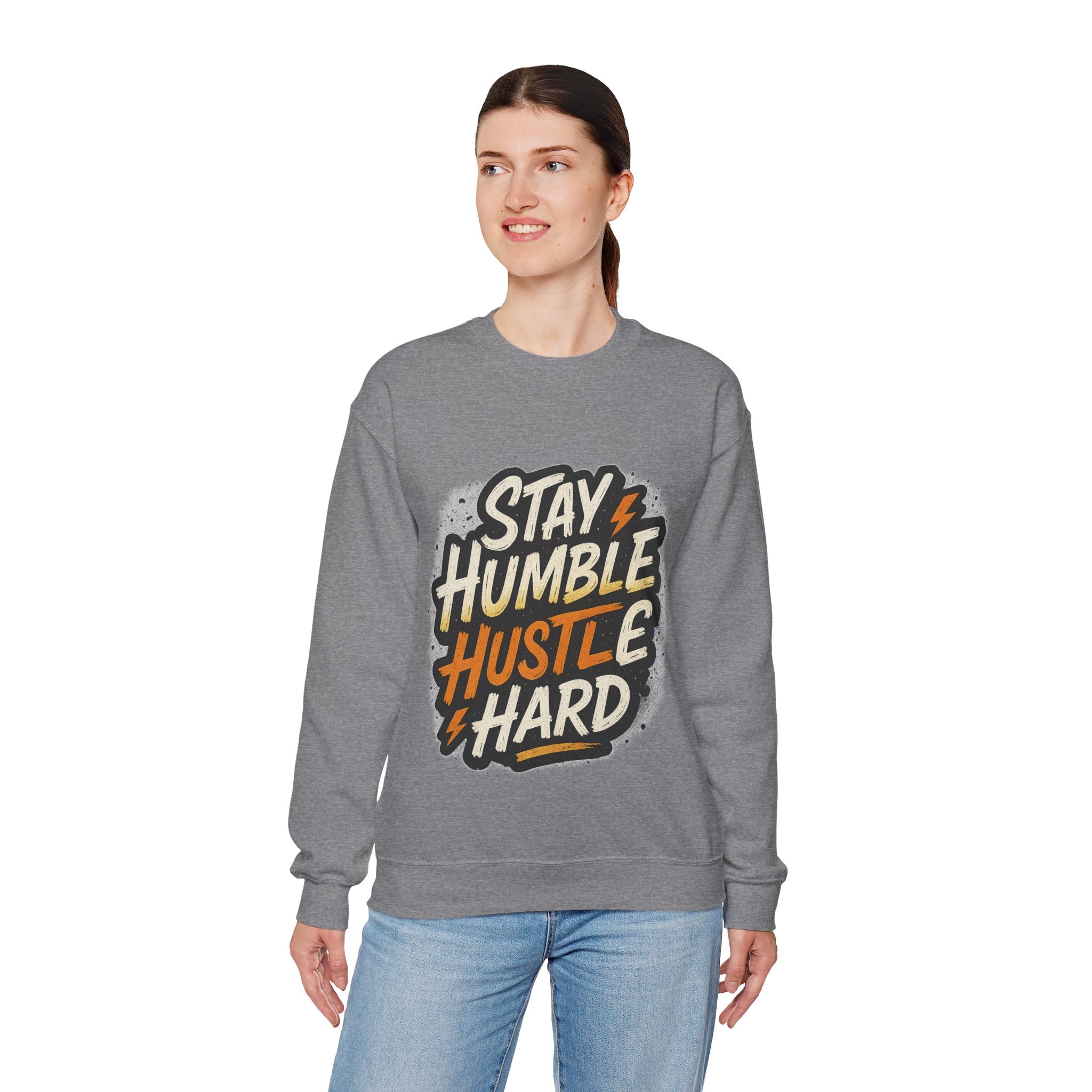 Stay Humble Hustle Hard Crewneck Sweatshirt | Motivational Unisex Sweatshirt | Inspirational Gift | Positive Quote Apparel