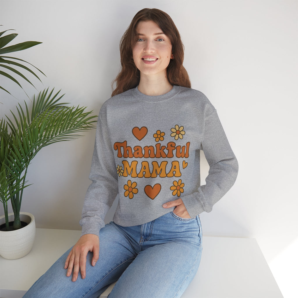 Thankful Mama Crewneck Sweatshirt | Cozy Gift for Moms, Fall Fashion, Family Gatherings, Gratitude Sweater, Thanksgiving Outfit