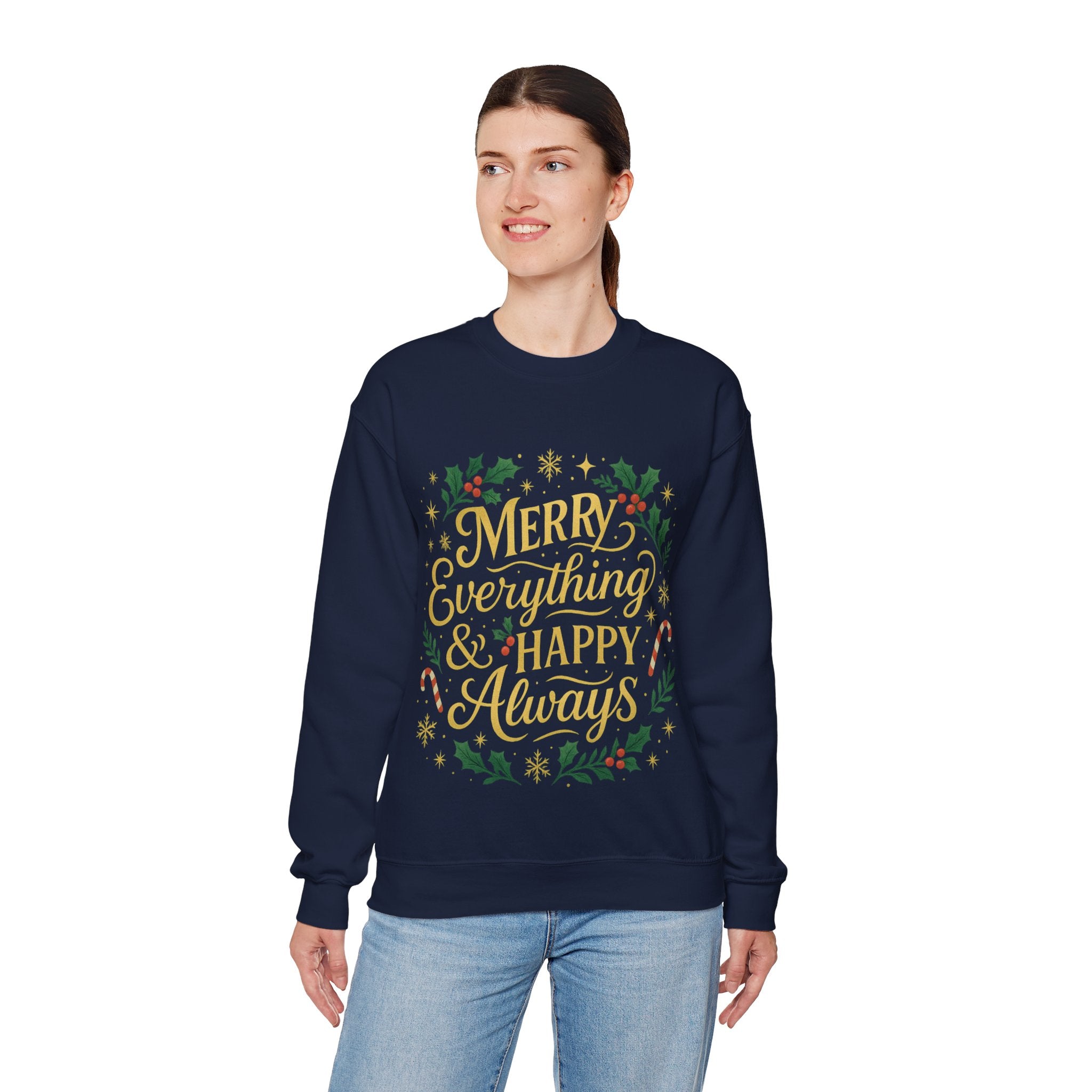 Merry Everything Crewneck Sweatshirt, Christmas Gift, Holiday Apparel, Unisex Sweater, Cozy Winter Wear