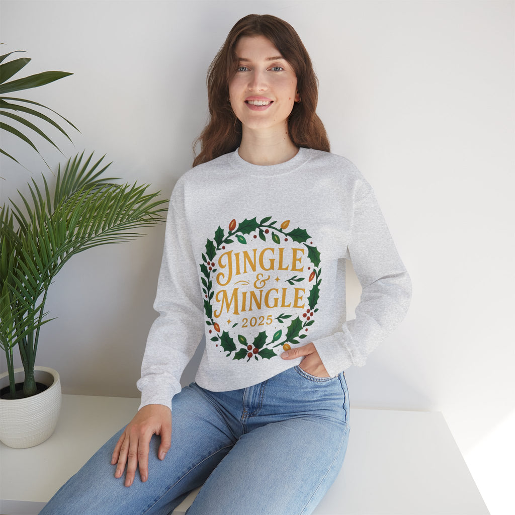 Jingle & Mingle Crewneck Sweatshirt - Cozy Holiday Apparel, Unisex Christmas Gift, Winter Fashion, Festive Sweater, Seasonal Style