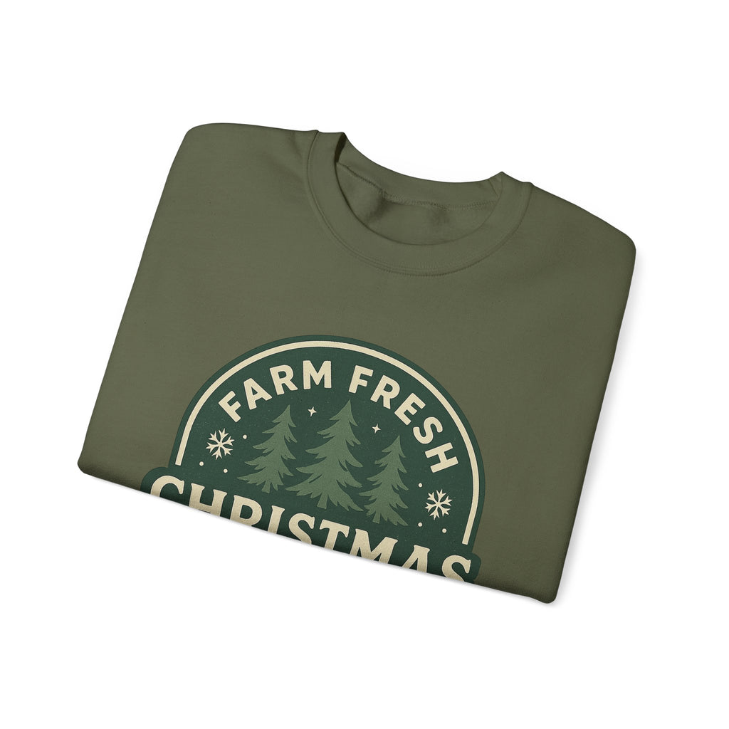 Farm Fresh Christmas Trees Sweatshirt, Cozy Holiday Apparel, Unisex Crewneck, Seasonal Gift, Christmas Sweater, Winter Wardrobe