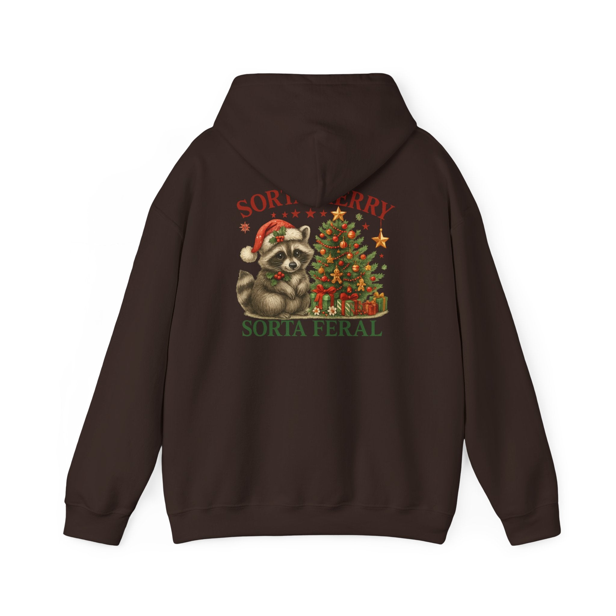 Cute Christmas Raccoon Hoodie – Cozy Holiday Unisex Sweatshirt | Funny Gift for Animal Lovers | Feral Raccoon Christmas Pullover