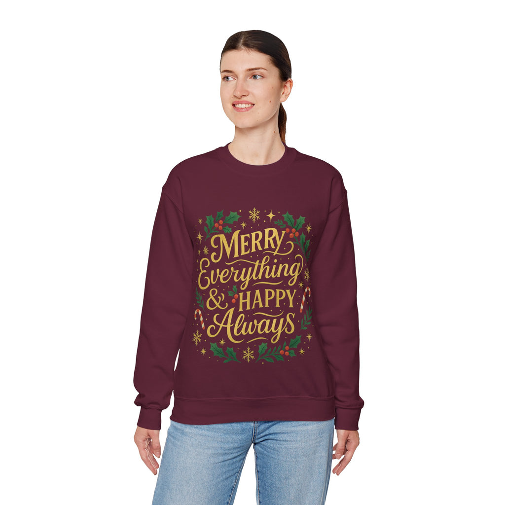 Merry Everything Crewneck Sweatshirt, Christmas Gift, Holiday Apparel, Unisex Sweater, Cozy Winter Wear