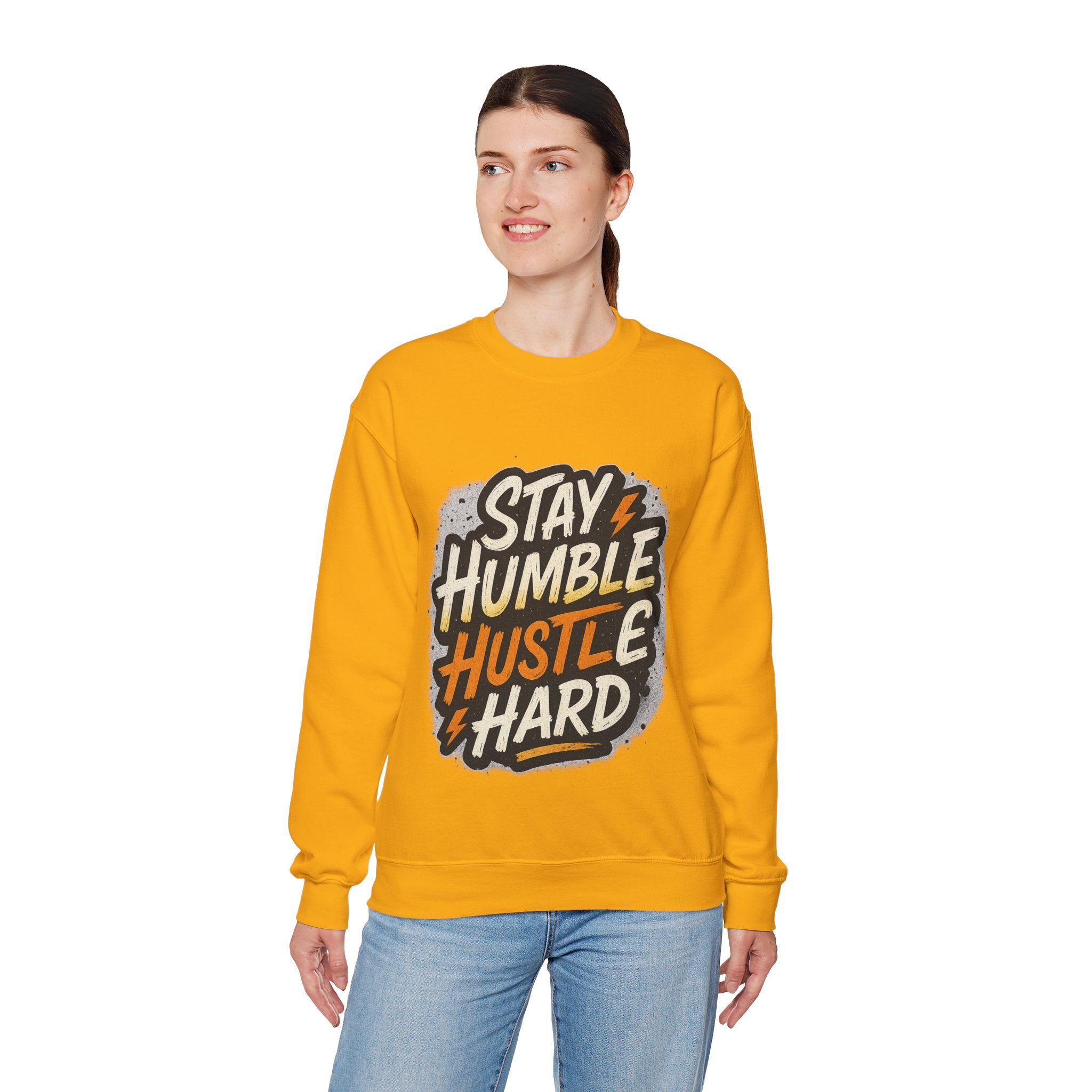 Stay Humble Hustle Hard Crewneck Sweatshirt | Motivational Unisex Sweatshirt | Inspirational Gift | Positive Quote Apparel