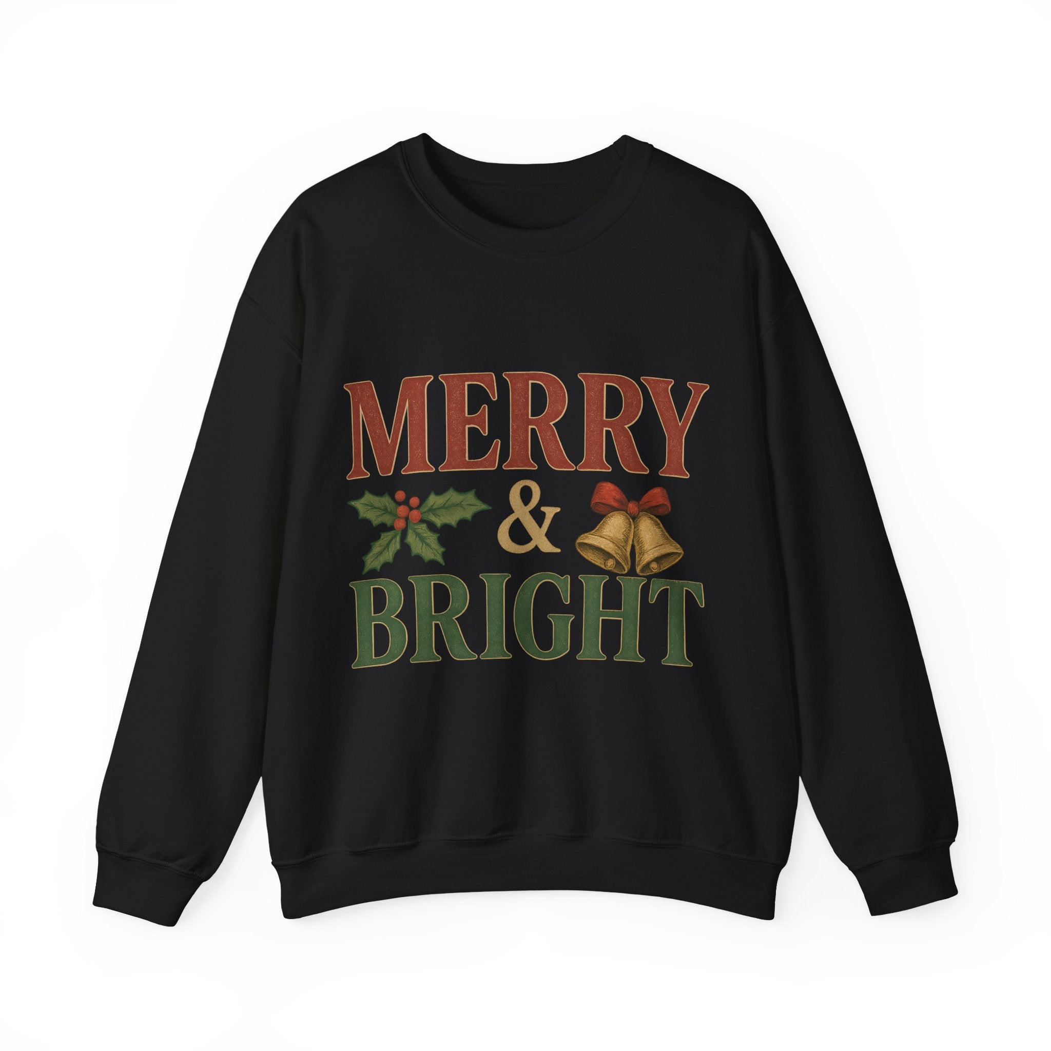 Merry & Bright Crewneck Sweatshirt – Cozy Holiday Pullover, Unisex Christmas Sweater, Warm Winter Gift for Friends & Family