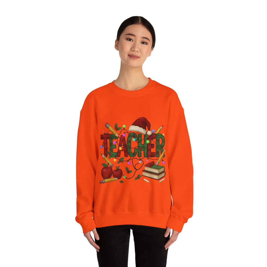 Festive Teacher Sweatshirt: Cozy Gift for Educators, Holiday Apparel, Classroom Style, Warm Winter Wear, Teacher Appreciation