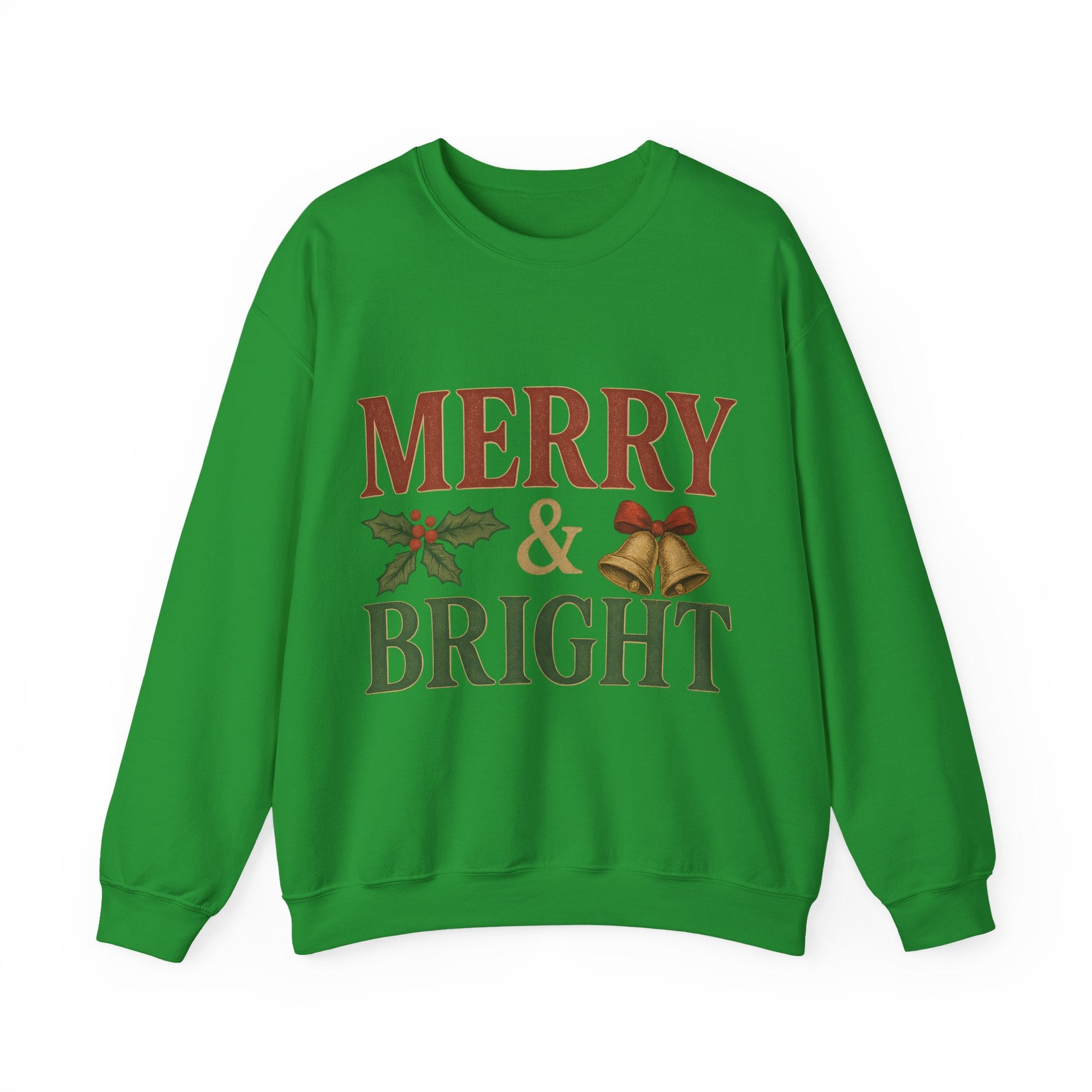 Merry & Bright Crewneck Sweatshirt – Cozy Holiday Pullover, Unisex Christmas Sweater, Warm Winter Gift for Friends & Family
