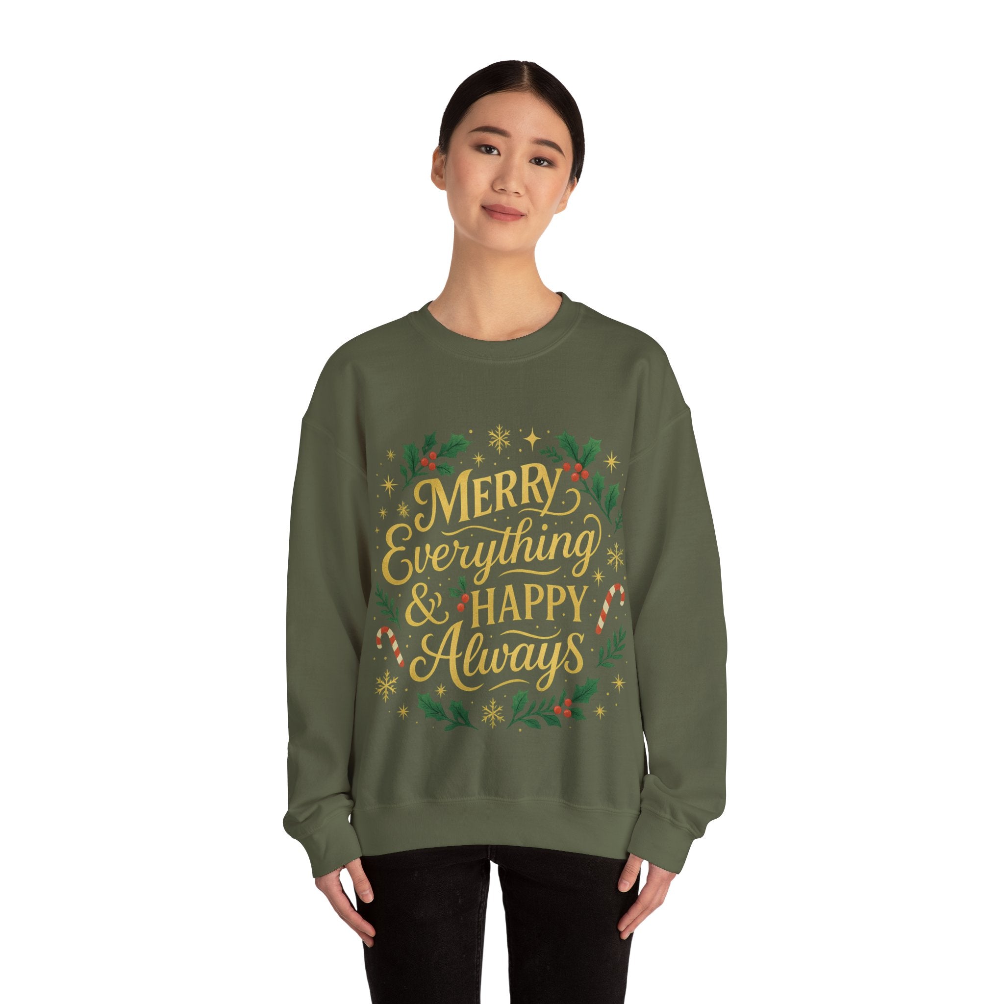 Merry Everything Crewneck Sweatshirt, Christmas Gift, Holiday Apparel, Unisex Sweater, Cozy Winter Wear