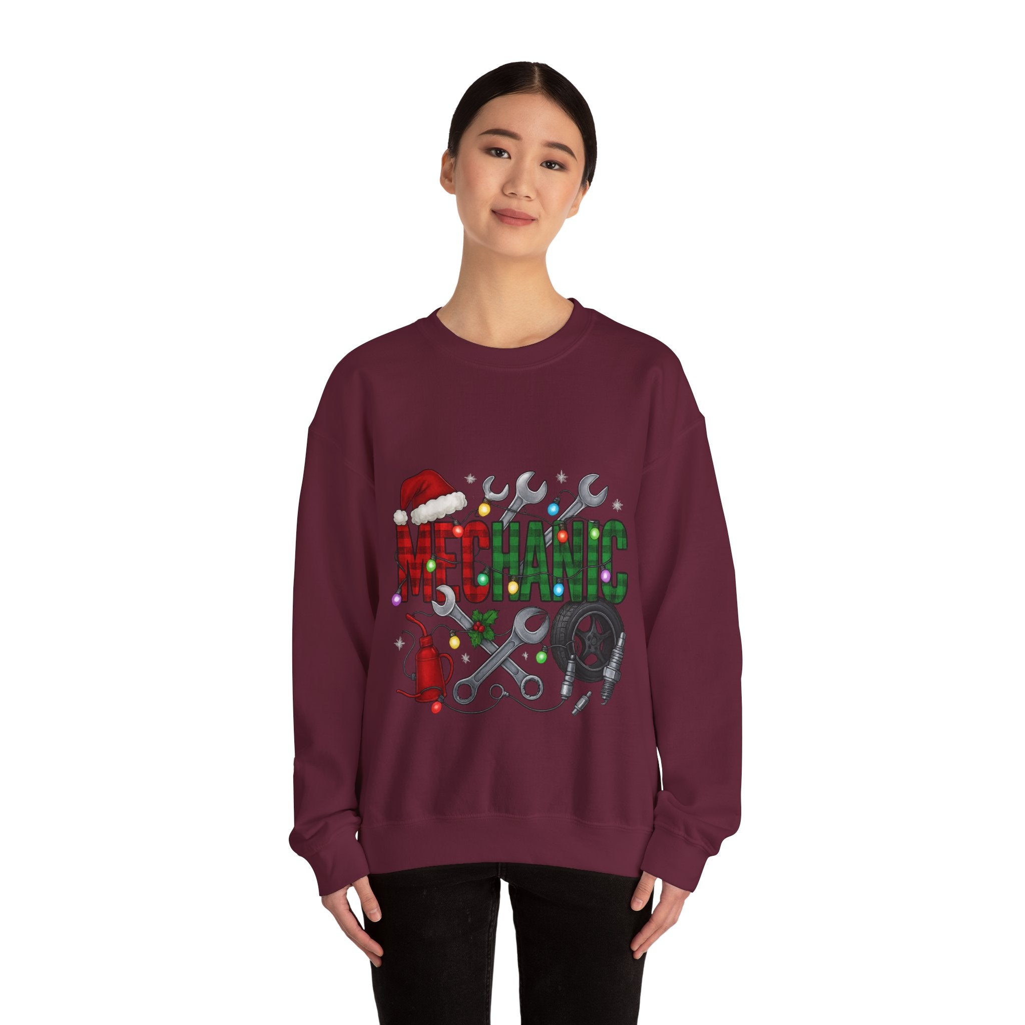 Mechanic Holiday Sweatshirt, Festive Crewneck, Gift for Mechanics, Winter Apparel, Christmas Sweatshirt, Unisex Clothing
