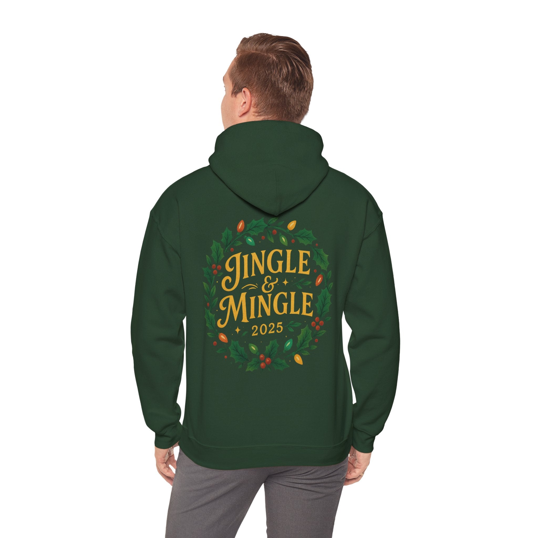 Jingle & Mingle Hooded Sweatshirt | Cozy Holiday Sweatshirt, Christmas Gift, Unisex Hoodie, Seasonal Apparel, Winter Wear