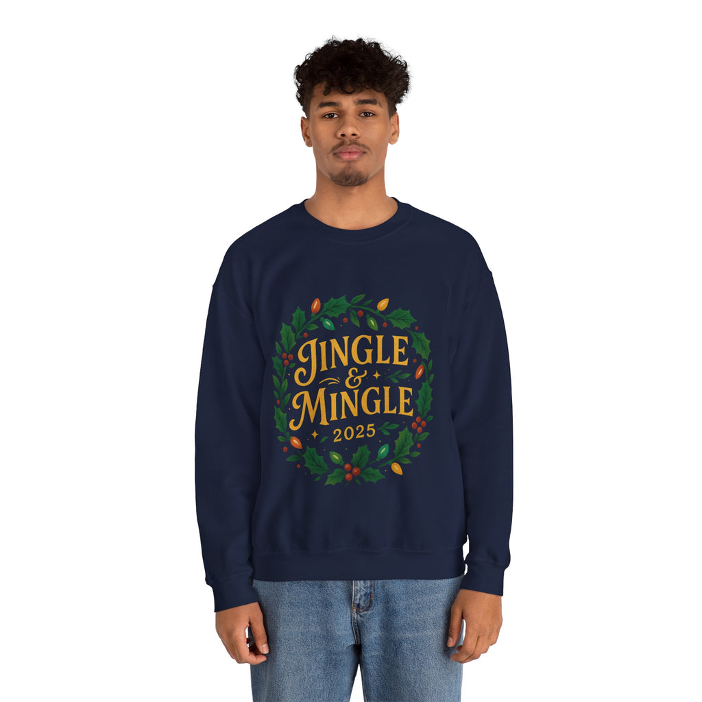 Jingle & Mingle Crewneck Sweatshirt - Cozy Holiday Apparel, Unisex Christmas Gift, Winter Fashion, Festive Sweater, Seasonal Style