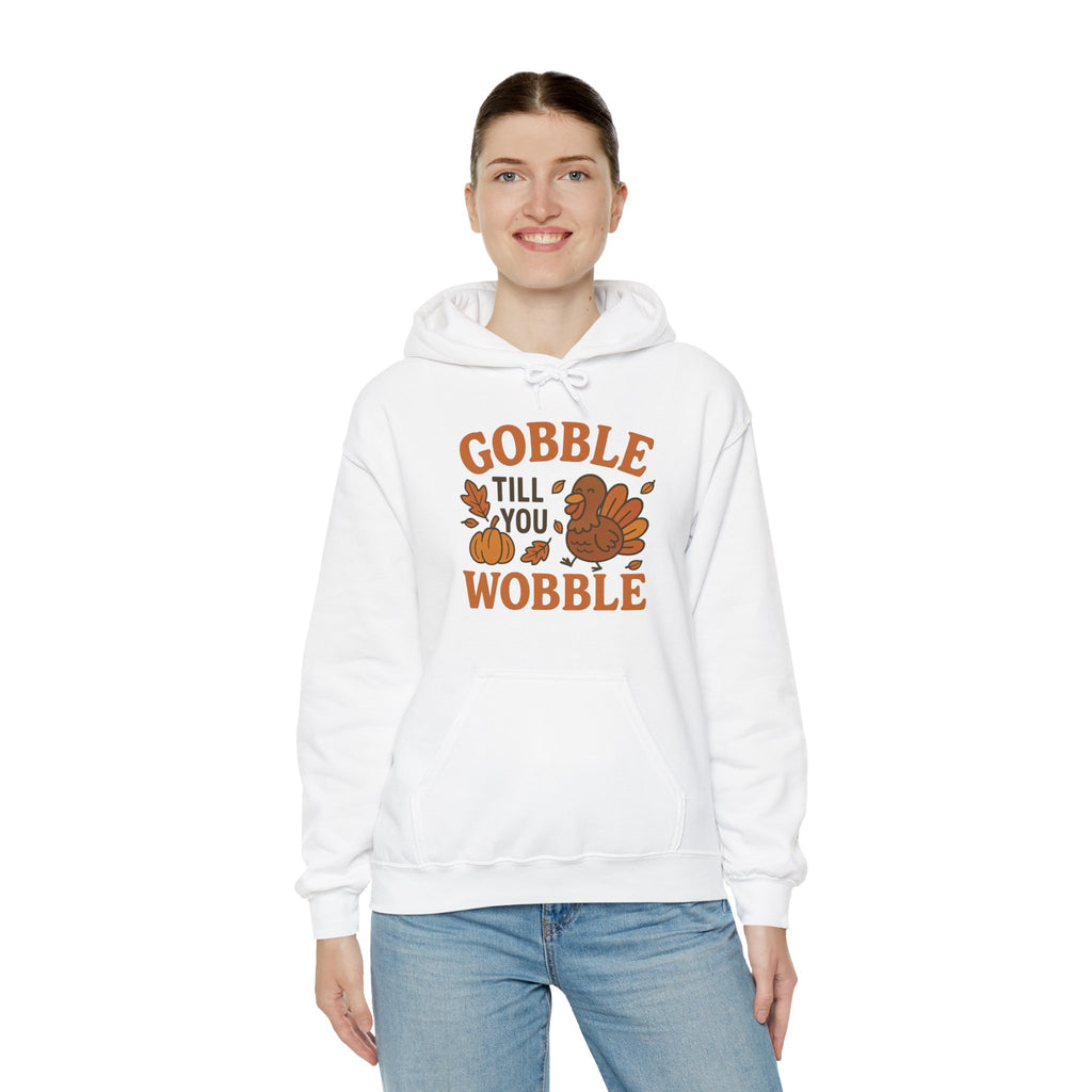 Thanksgiving Gobble Till You Wobble Hoodie, Fall Sweatshirt, Unisex Pullover, Thanksgiving Gift, Cozy Hoodie, Autumn Apparel