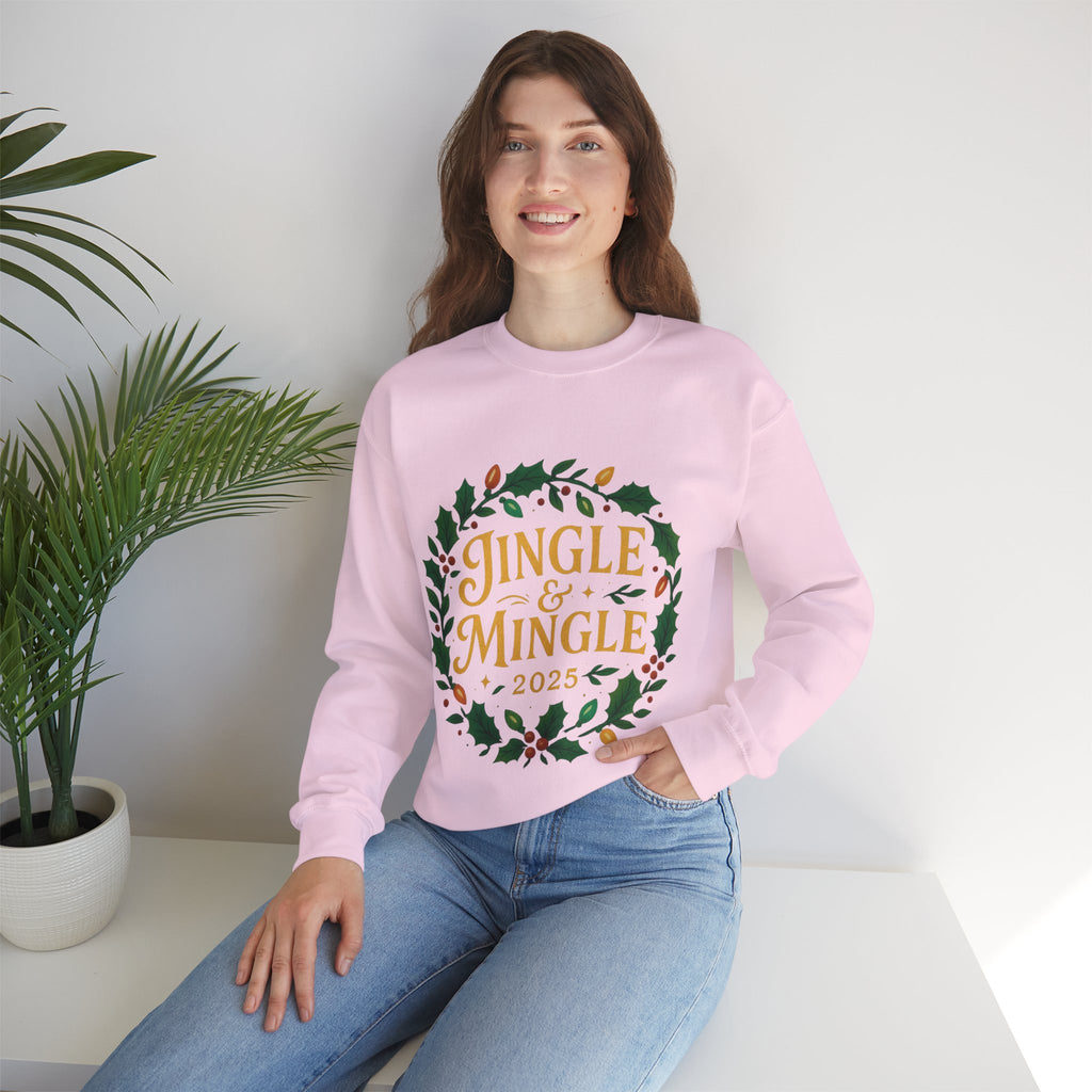 Jingle & Mingle Crewneck Sweatshirt - Cozy Holiday Apparel, Unisex Christmas Gift, Winter Fashion, Festive Sweater, Seasonal Style