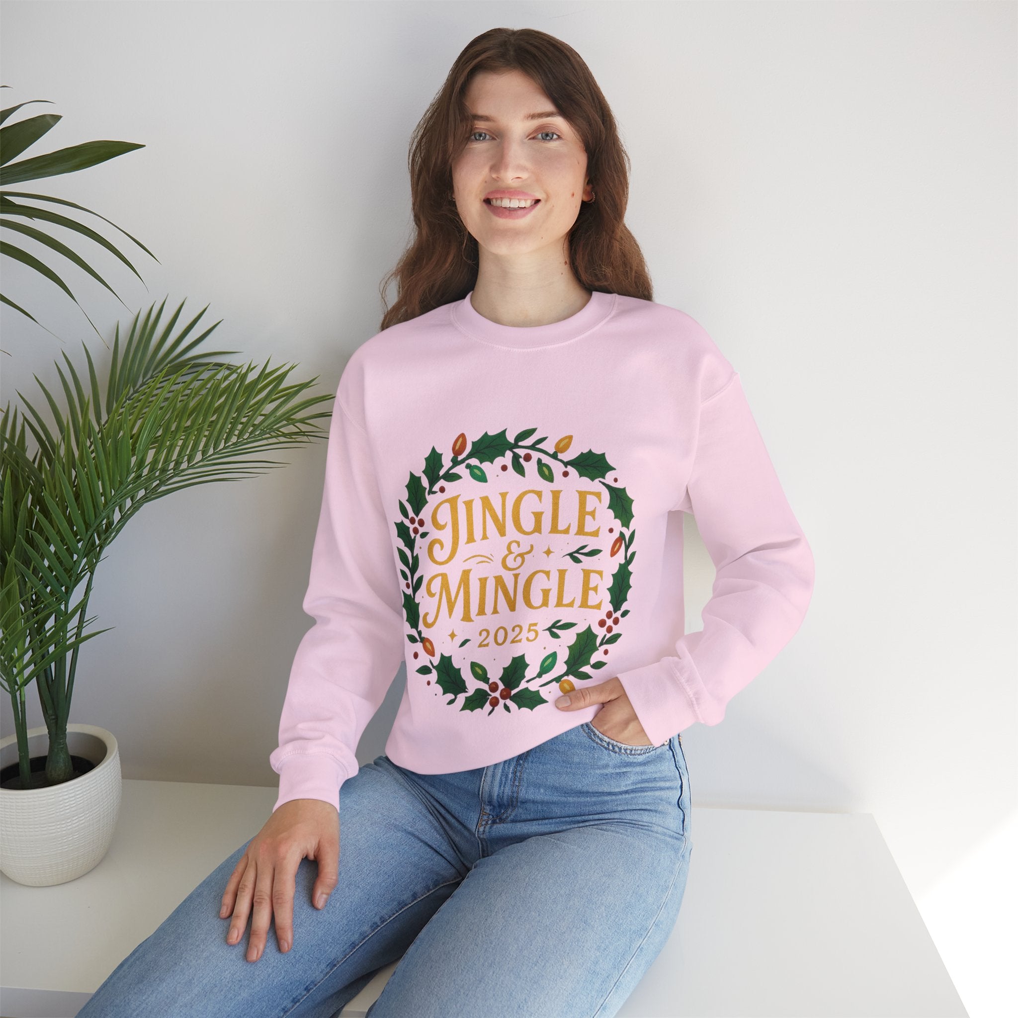 Jingle & Mingle Crewneck Sweatshirt - Cozy Holiday Apparel, Unisex Christmas Gift, Winter Fashion, Festive Sweater, Seasonal Style