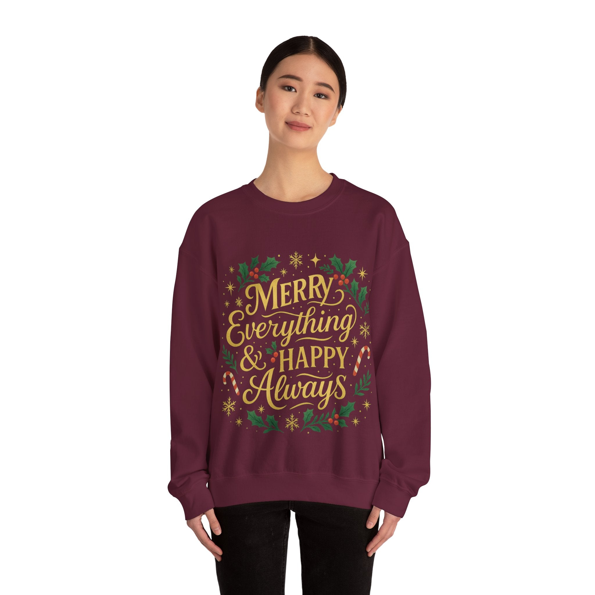 Merry Everything Crewneck Sweatshirt, Christmas Gift, Holiday Apparel, Unisex Sweater, Cozy Winter Wear