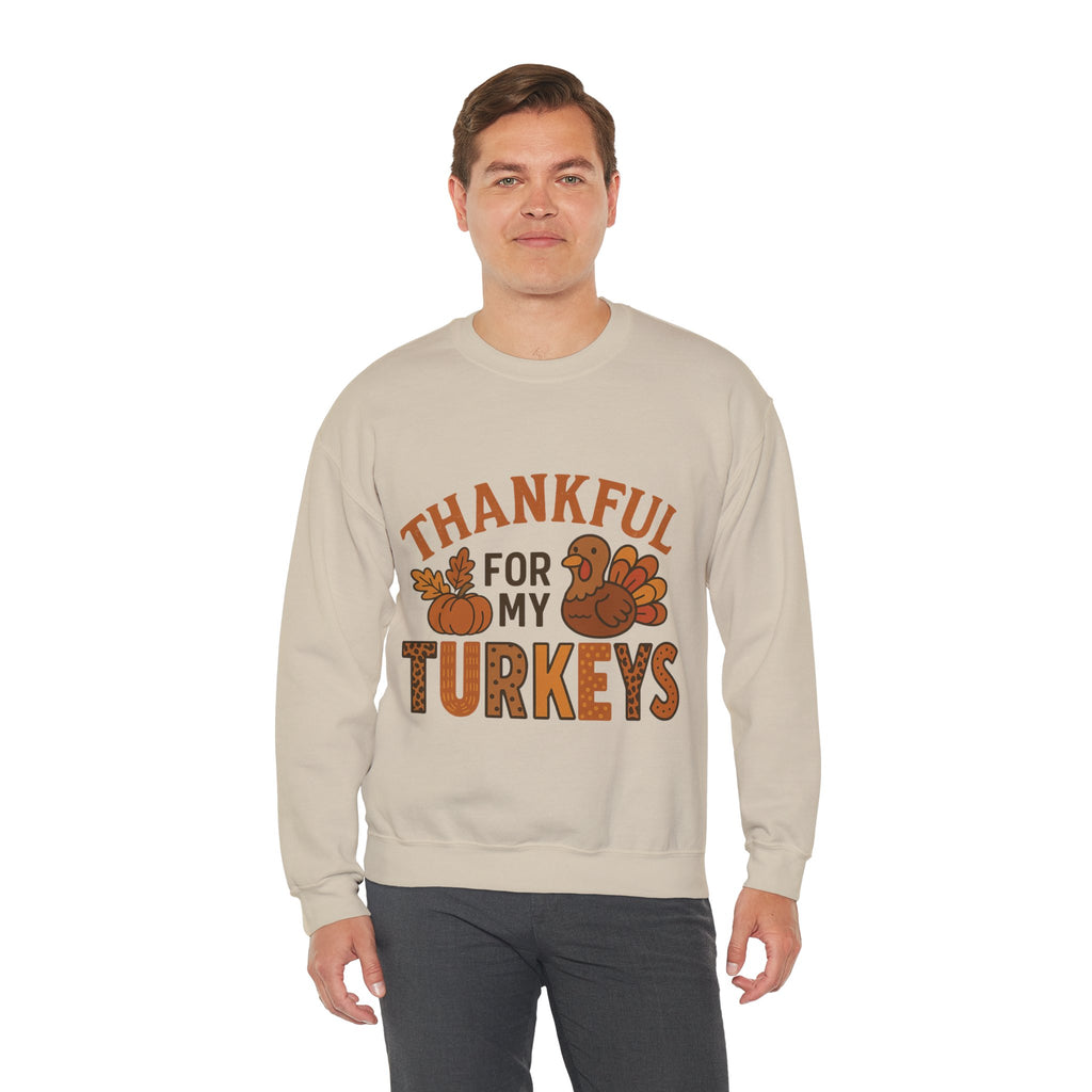 Thankful for My Turkeys Sweatshirt, Cozy Autumn Crewneck, Thanksgiving Apparel, Fall Fashion, Family Gathering Outfits