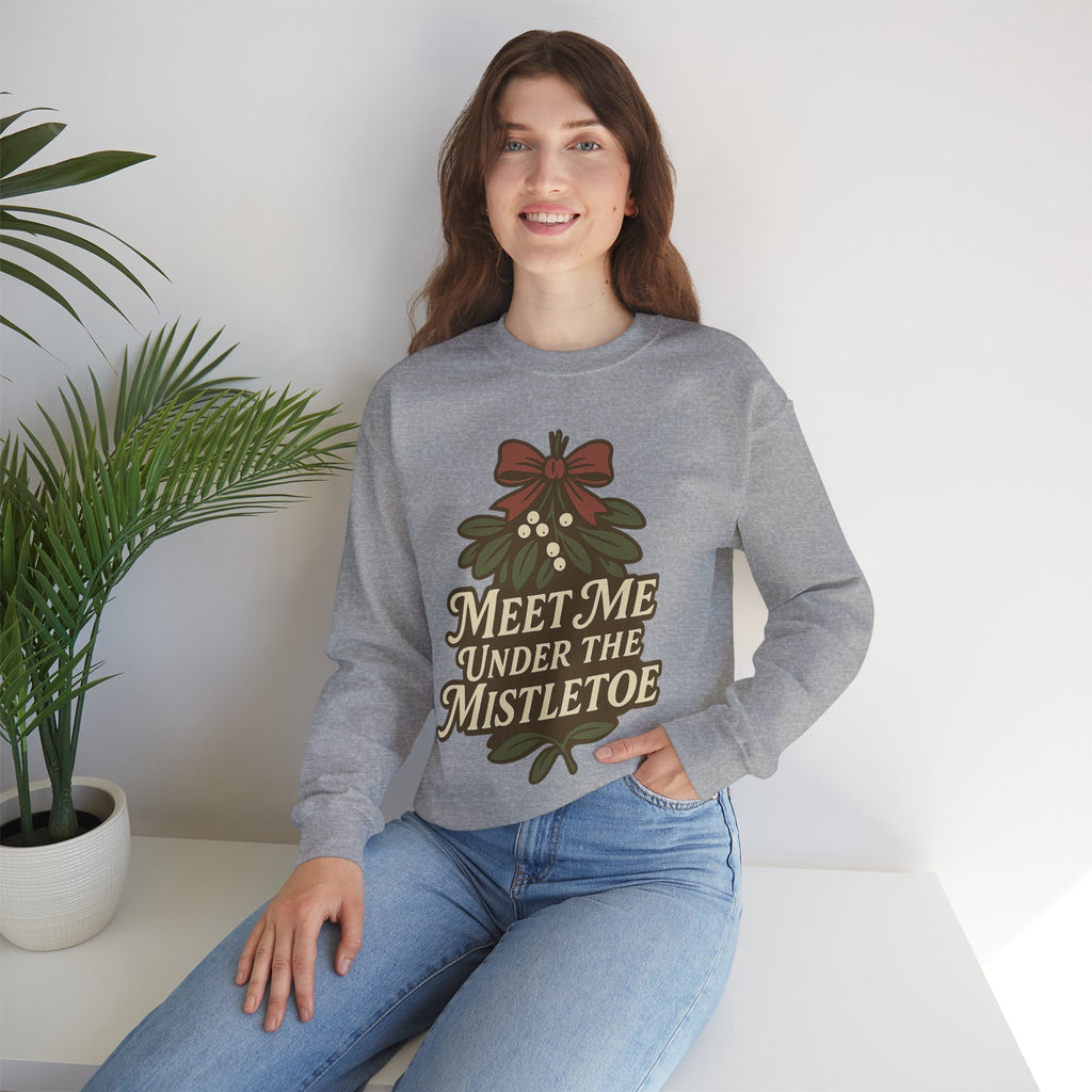 Mistletoe Crewneck Sweatshirt - Cozy Holiday Wear for Couples, Christmas Gift, Winter Apparel, Cute Sweater, Festive Outfit