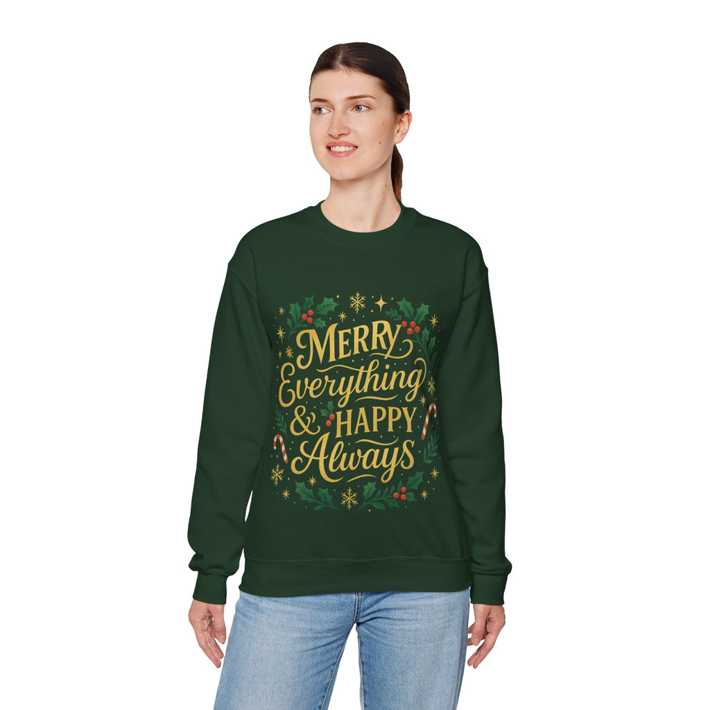 Merry Everything Crewneck Sweatshirt, Christmas Gift, Holiday Apparel, Unisex Sweater, Cozy Winter Wear