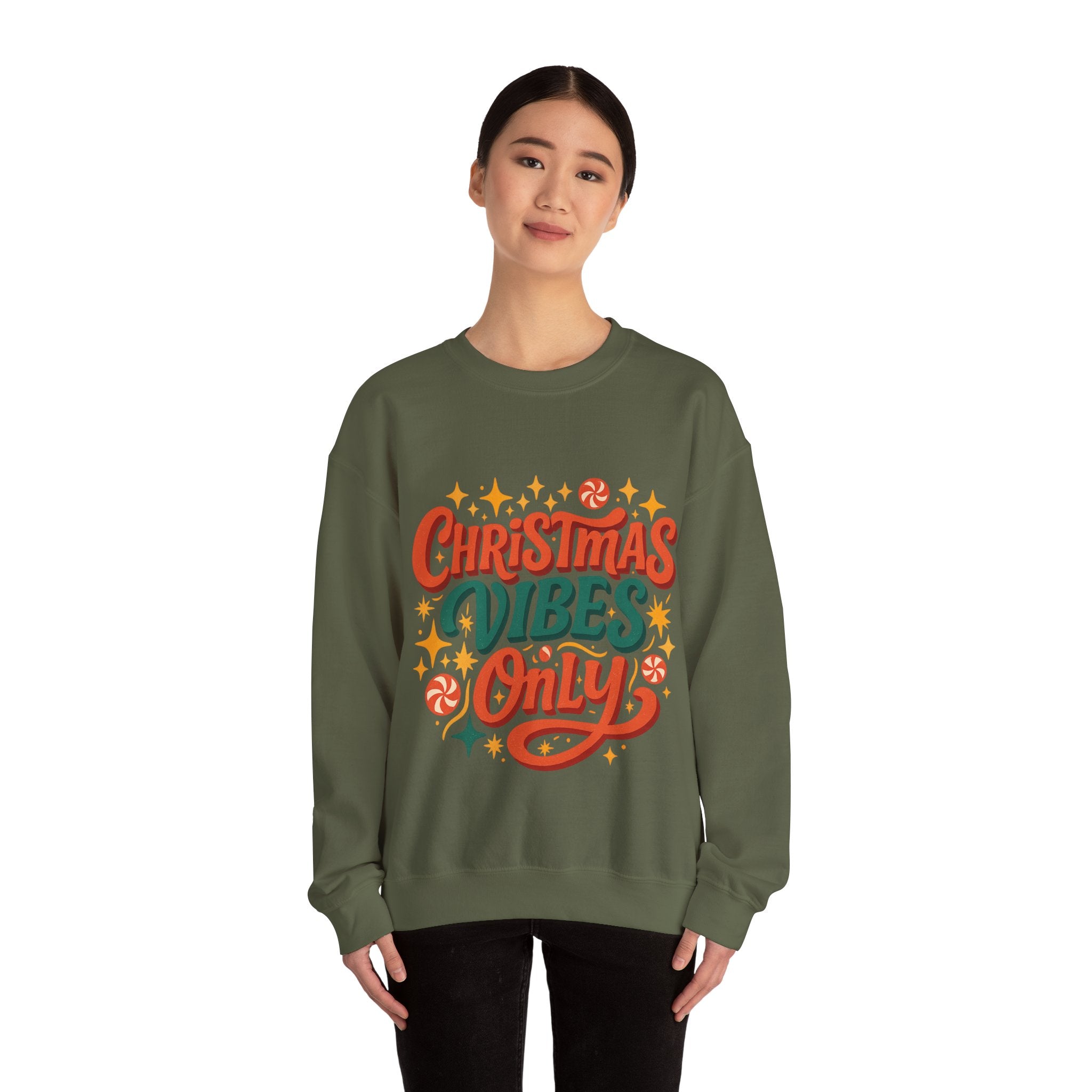 Christmas Vibes Crewneck Sweatshirt | Holiday Sweatshirt, Cozy Gift, Xmas Apparel, Festive Fashion, Comfortable Sweater